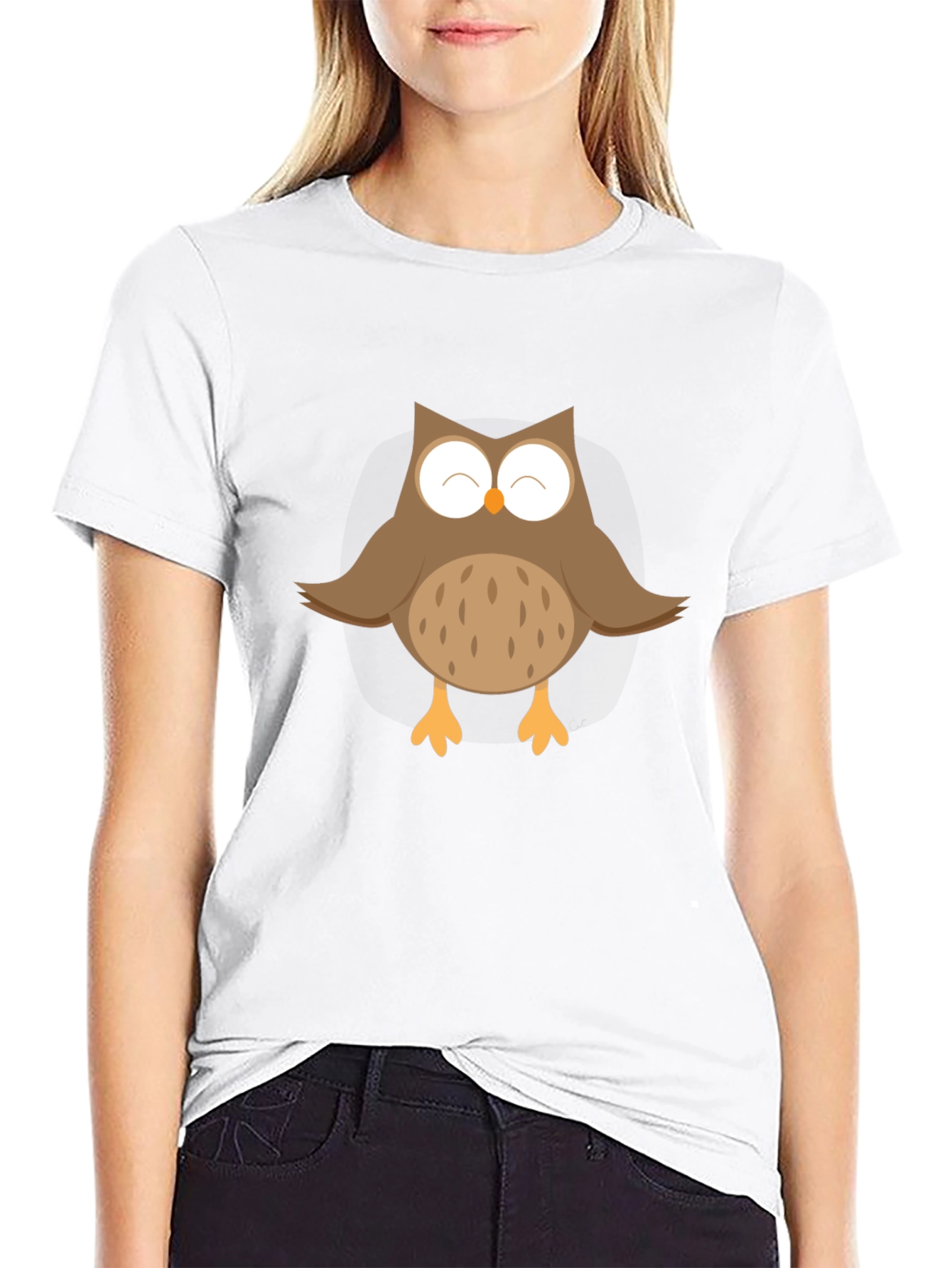 Black Cute Owl Graphic Black T-Shirt view 9