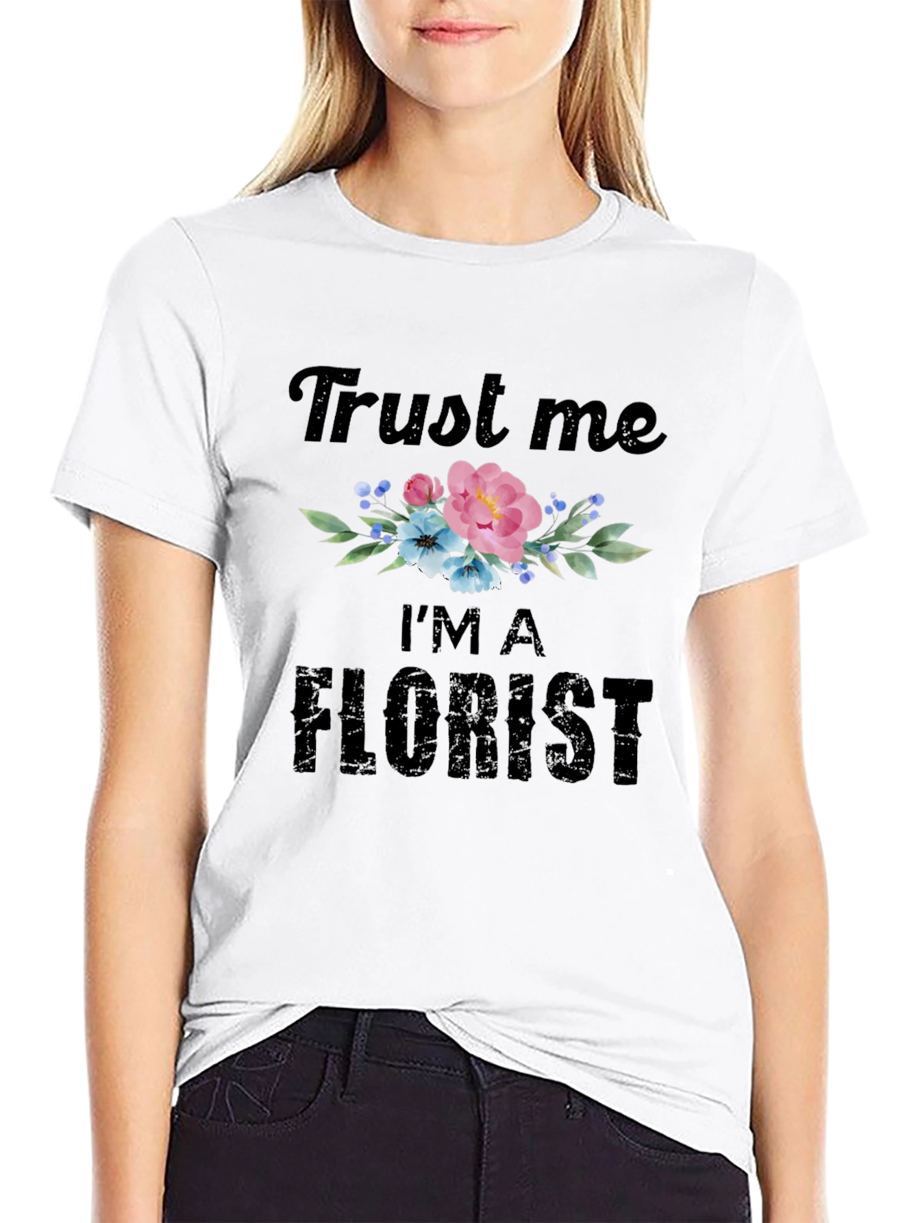 Black Trust Me I'm A Florist T-Shirt view 9