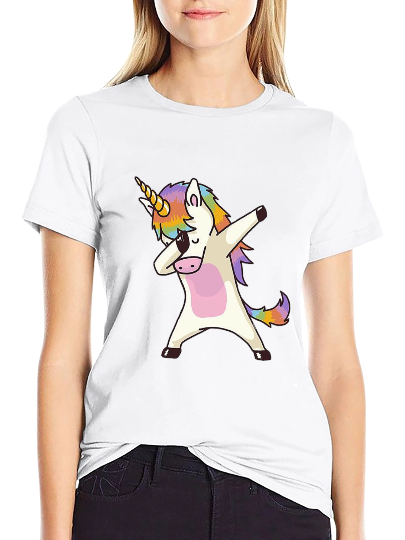 Black Dabbing Unicorn Graphic Tee - Black view 9