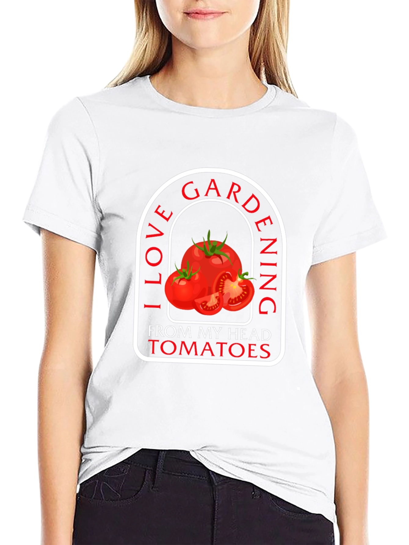 Black I Love Gardening From My Head Tomatoes Black T-Shirt view 9