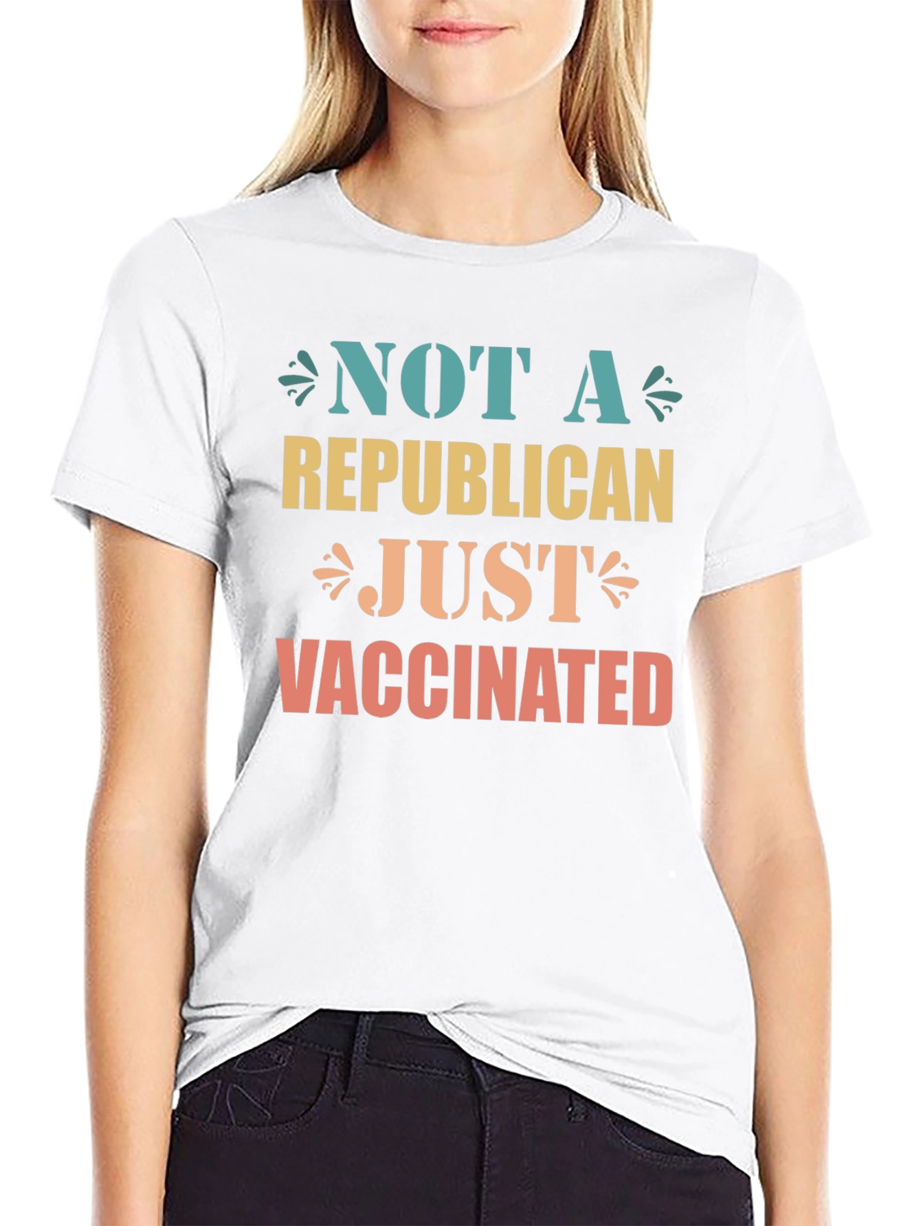 Black Not A Republican Just Vaccinated Graphic Tee view 9