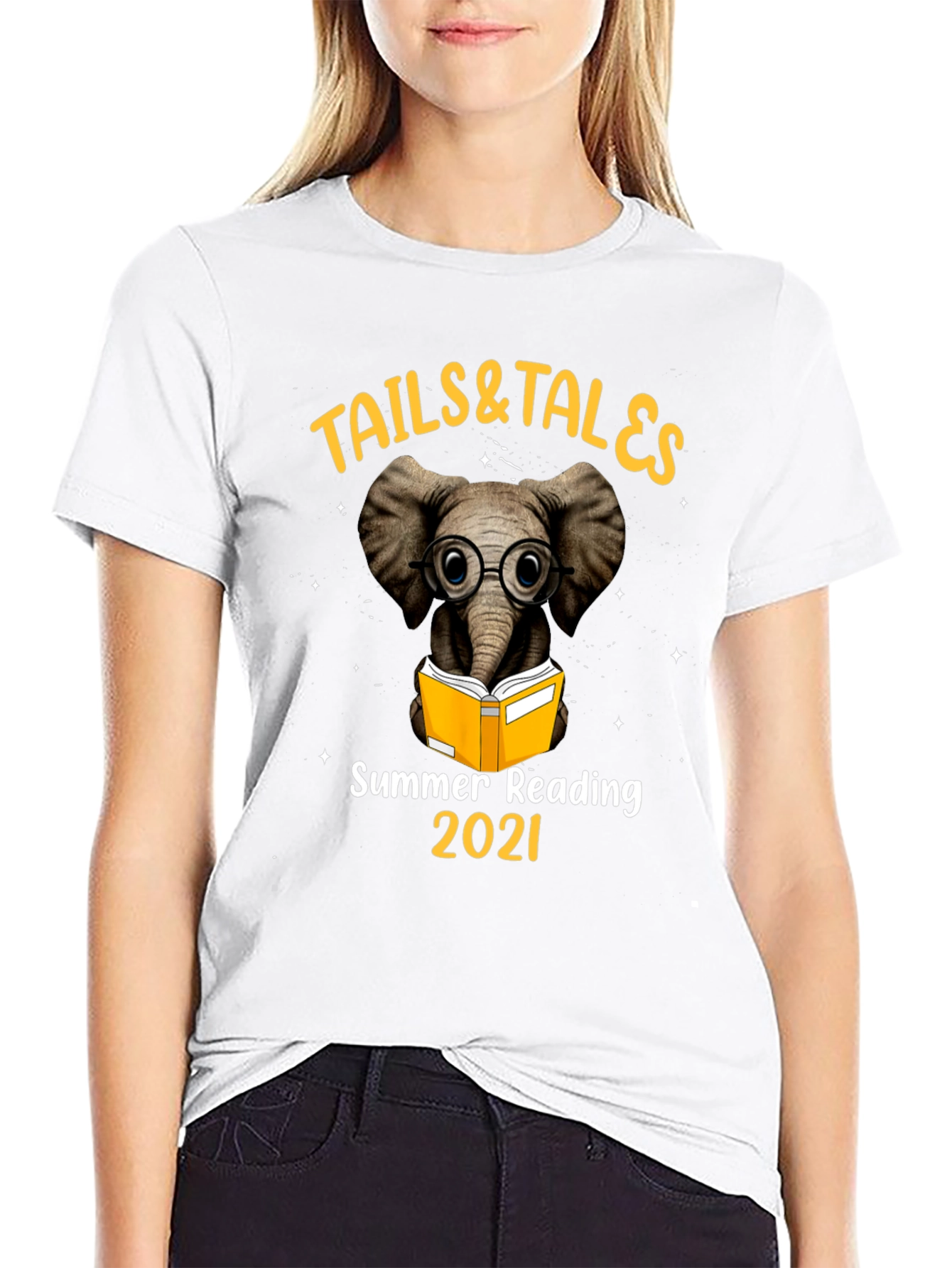 Black Tails & Tales Summer Reading 2021 Elephant T-Shirt view 9