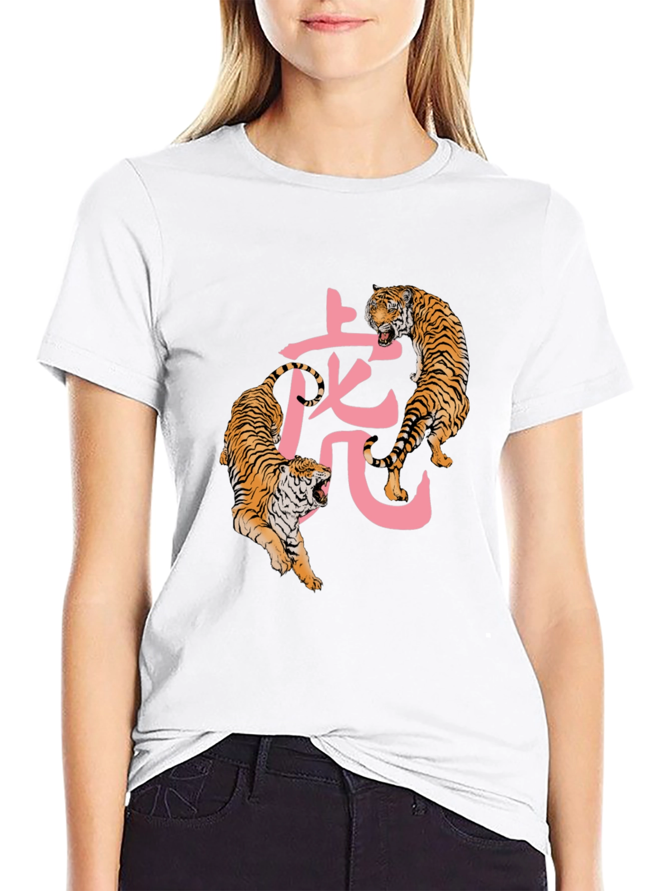 Black Tiger Graphic Tee - Men's Black Crew Neck T-Shirt view 9