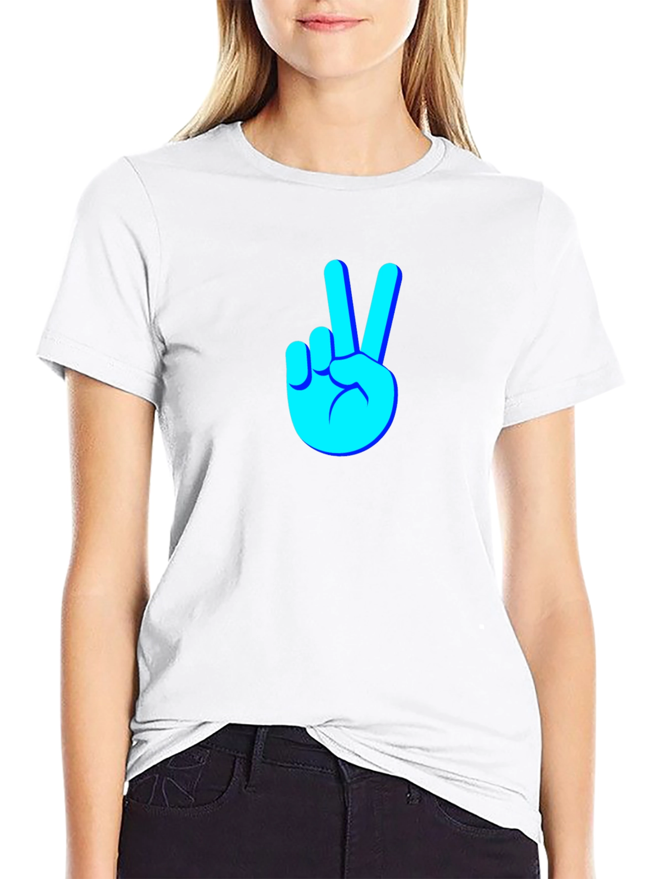 Black Cool Peace Sign Graphic Black T-Shirt view 9