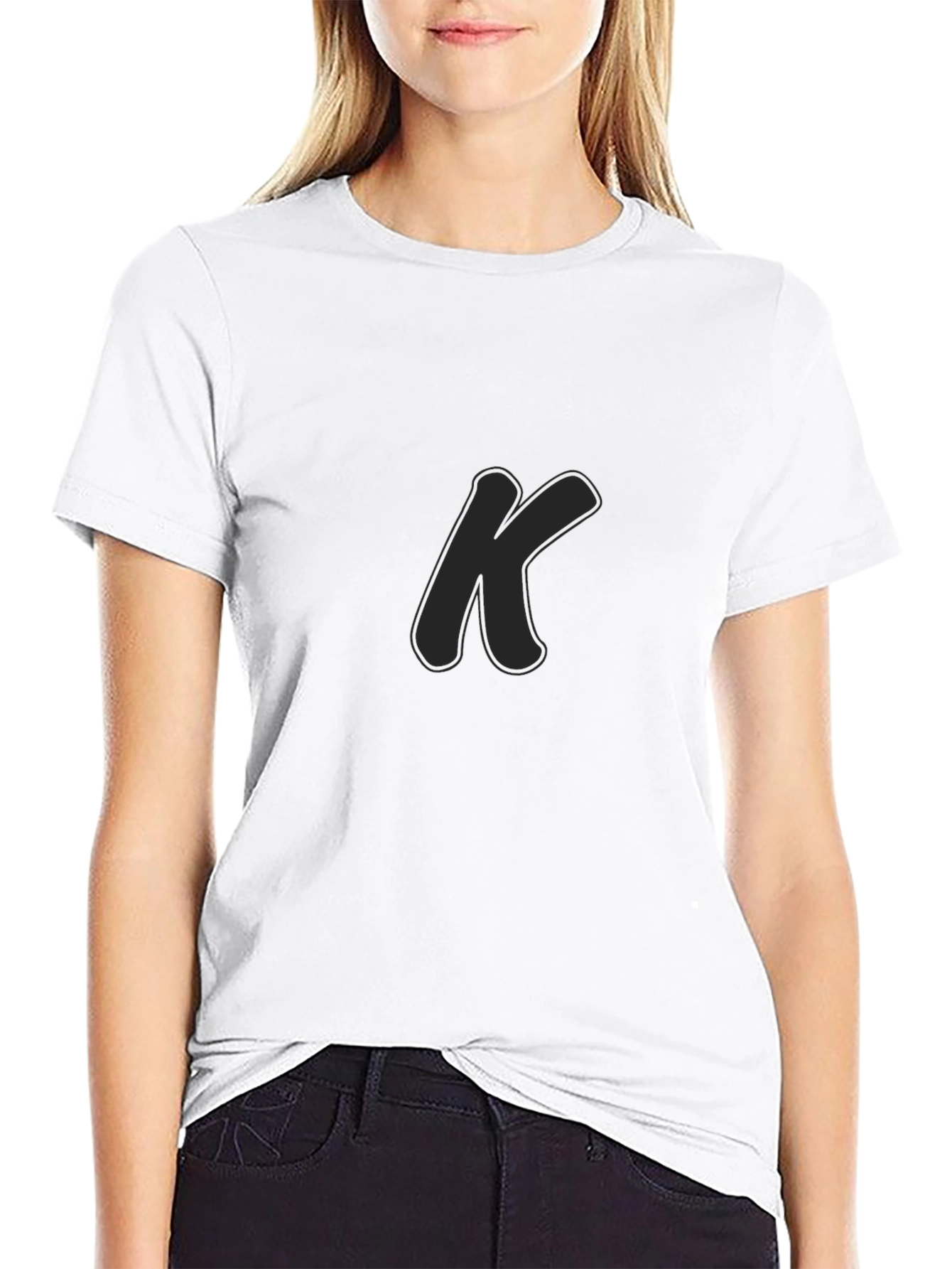 Black Men's Black T-Shirt with "K" Design view 9