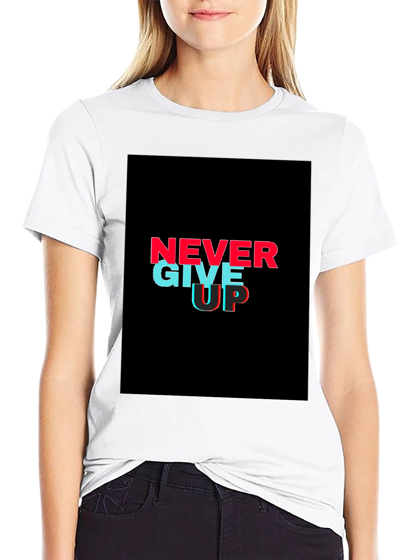 Black Never Give Up Graphic Tee - Black view 9