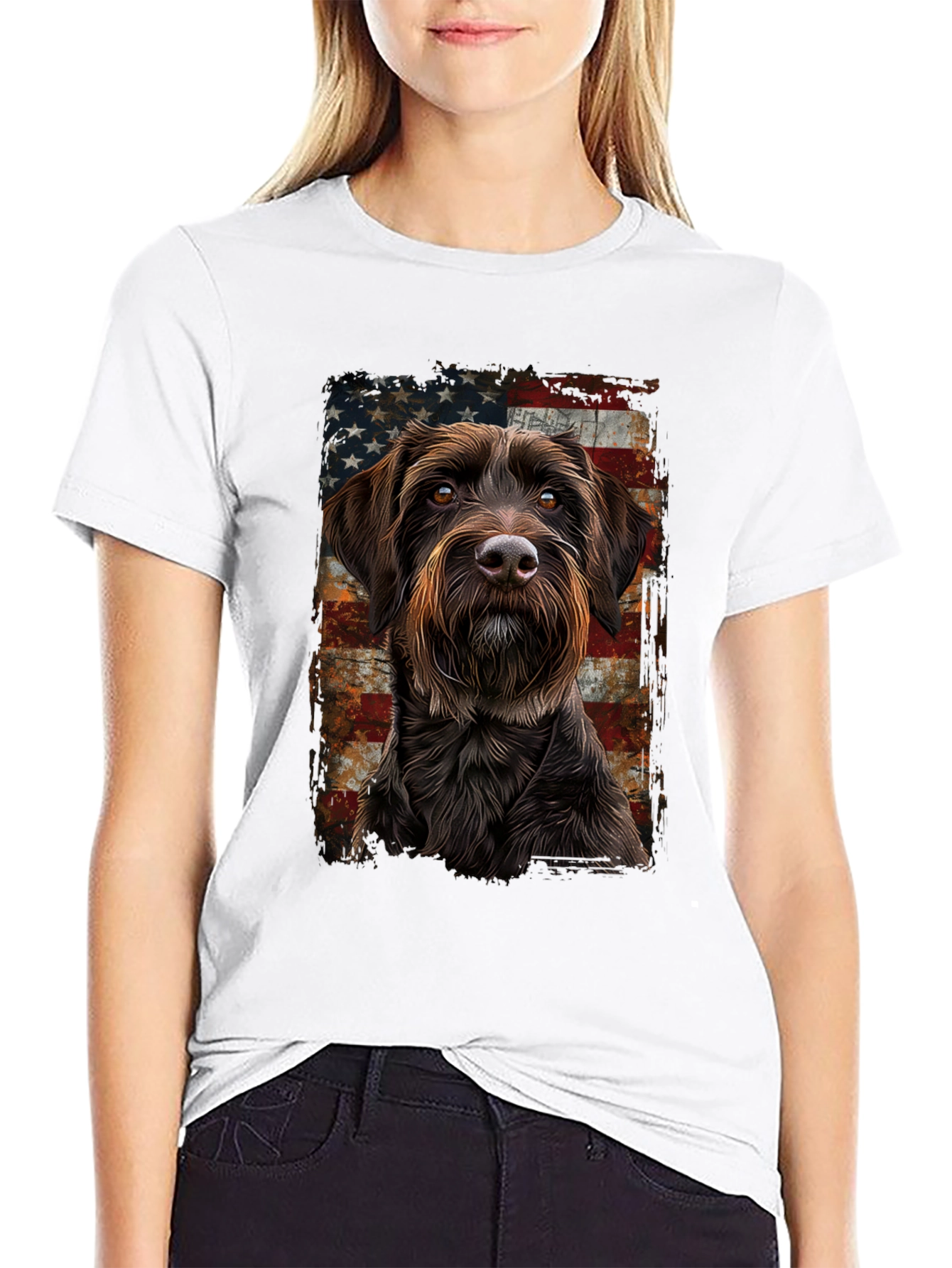 Black Dog Breed American Flag T-Shirt view 9