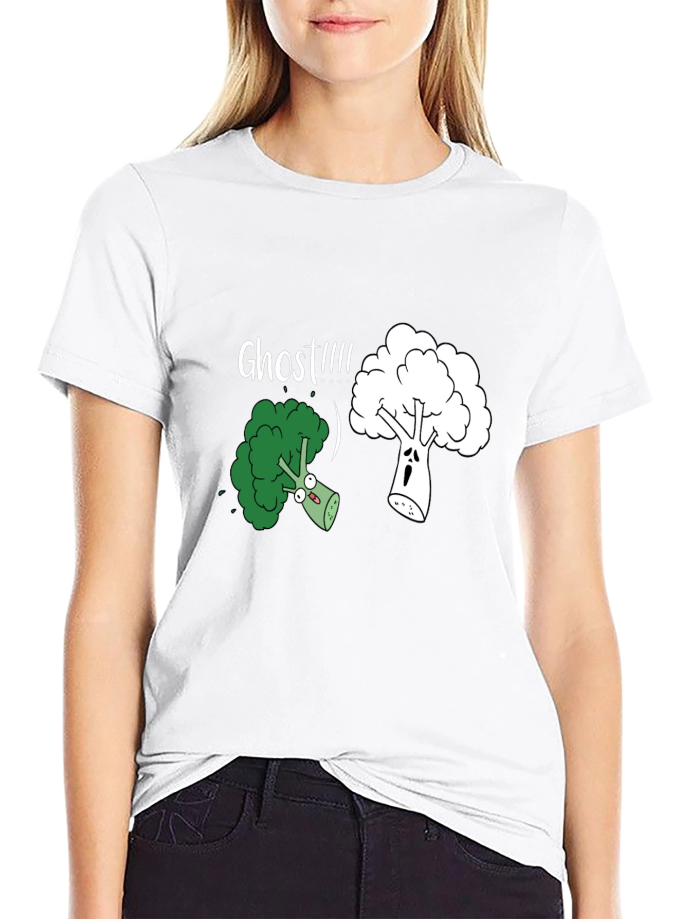 Black Broccoli Ghost Funny Graphic T-Shirt view 9
