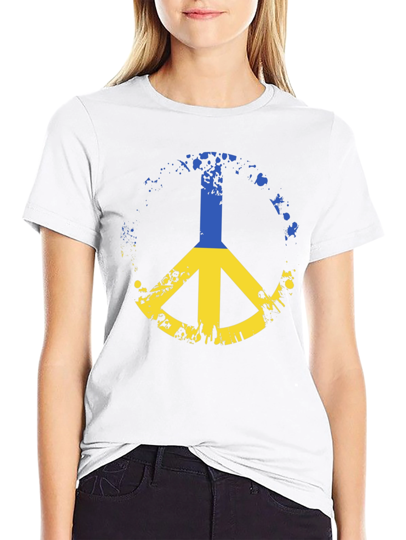Black Ukraine Peace Sign Black T-Shirt view 9