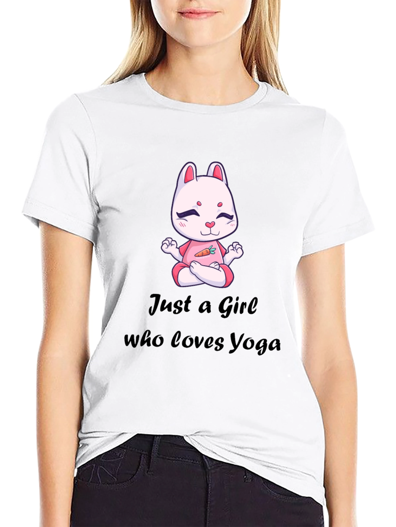Yoga Loving Girl's Tee - Rabbit Meditation Design - 9