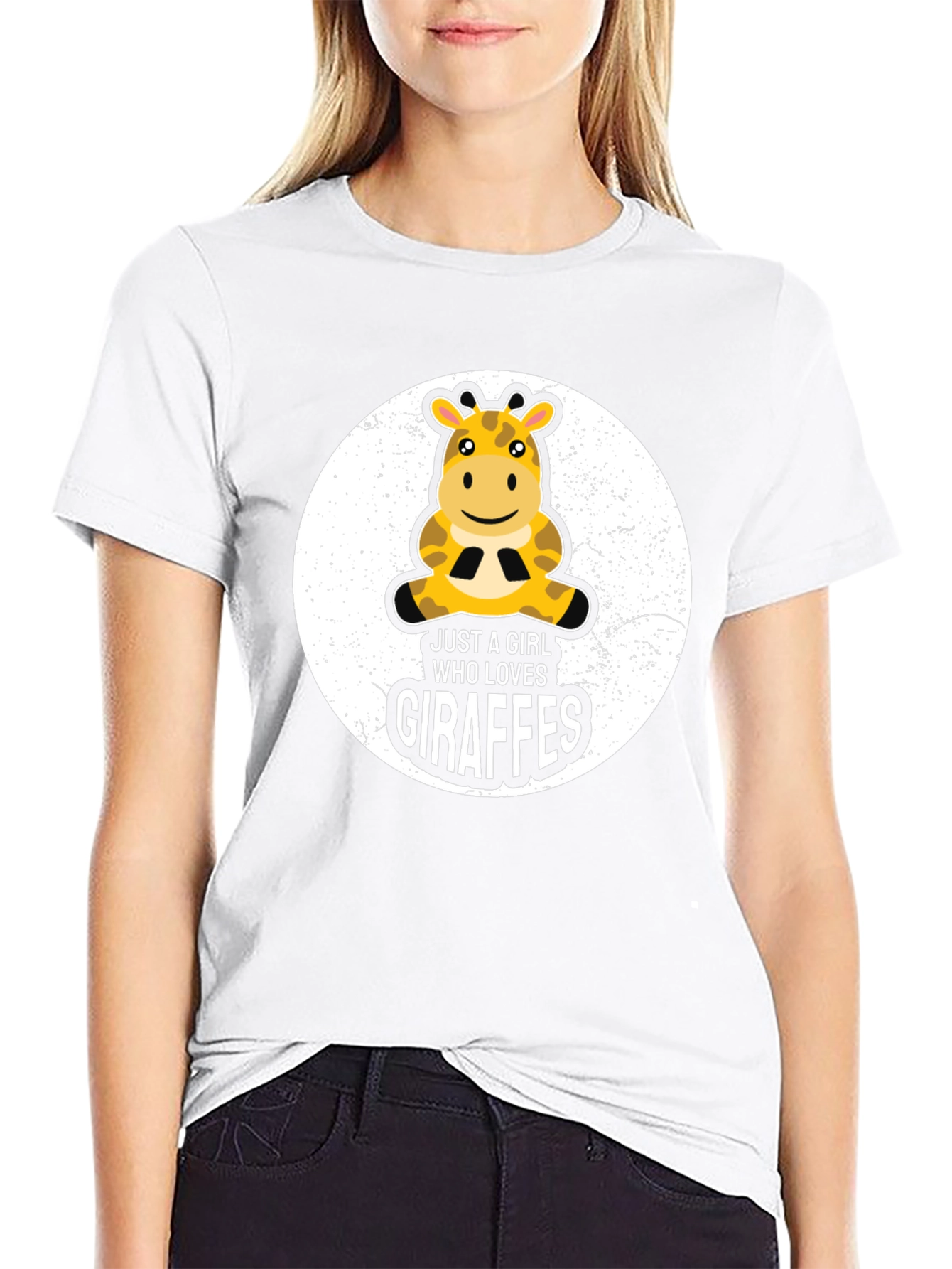Black Just a Girl Who Loves Giraffes T-Shirt view 9