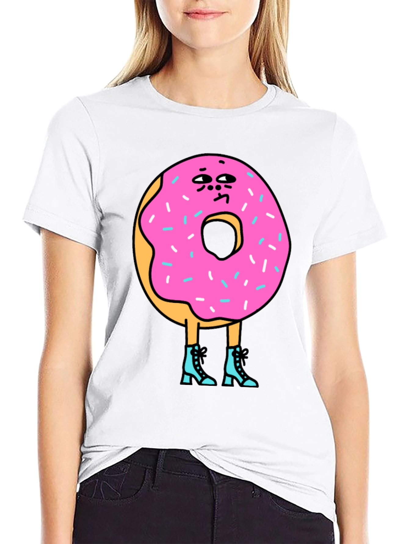 Black Donut Character Graphic T-Shirt view 9
