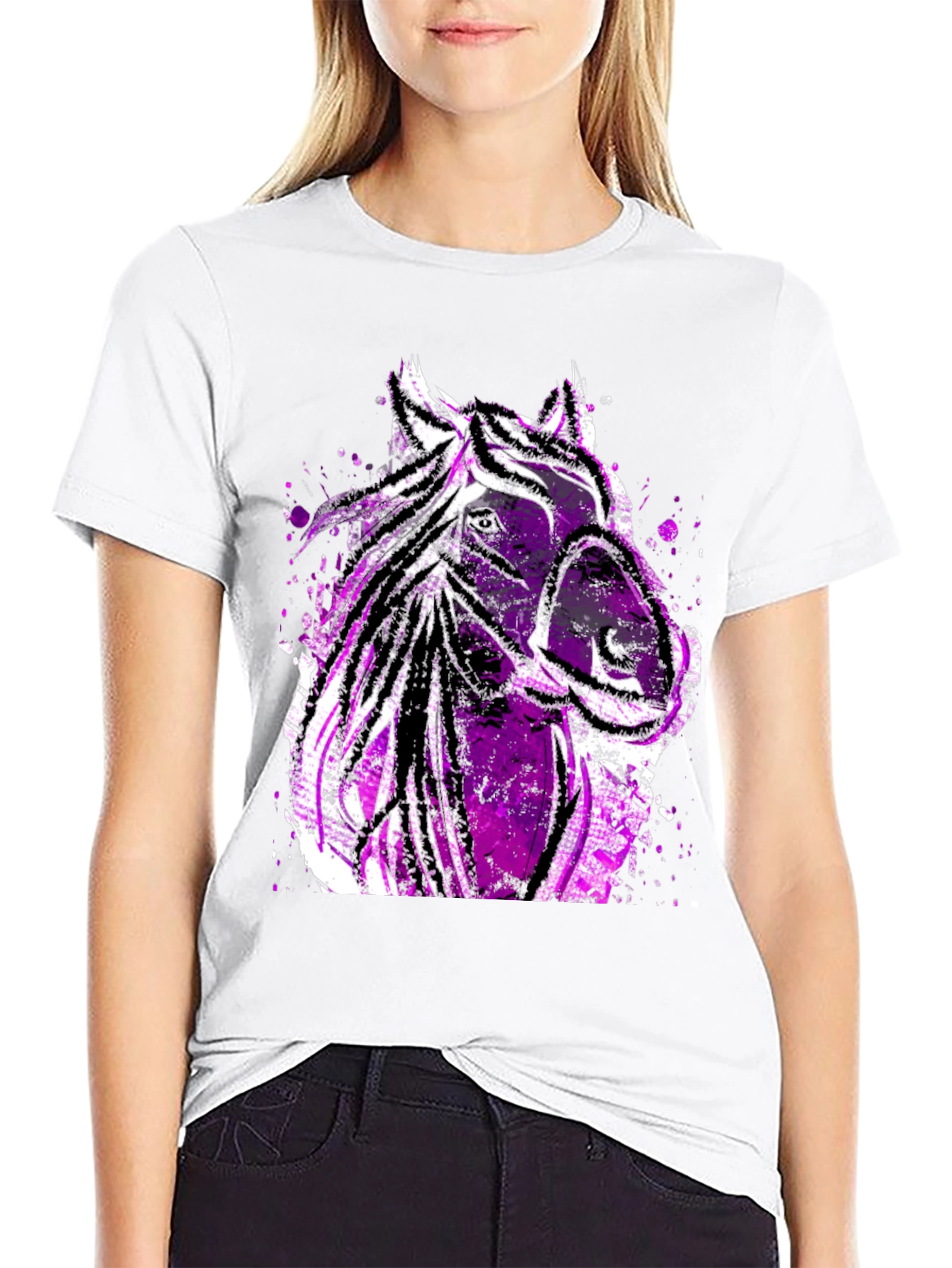 Black Abstract Horse Graphic Men's Tee - Black view 9