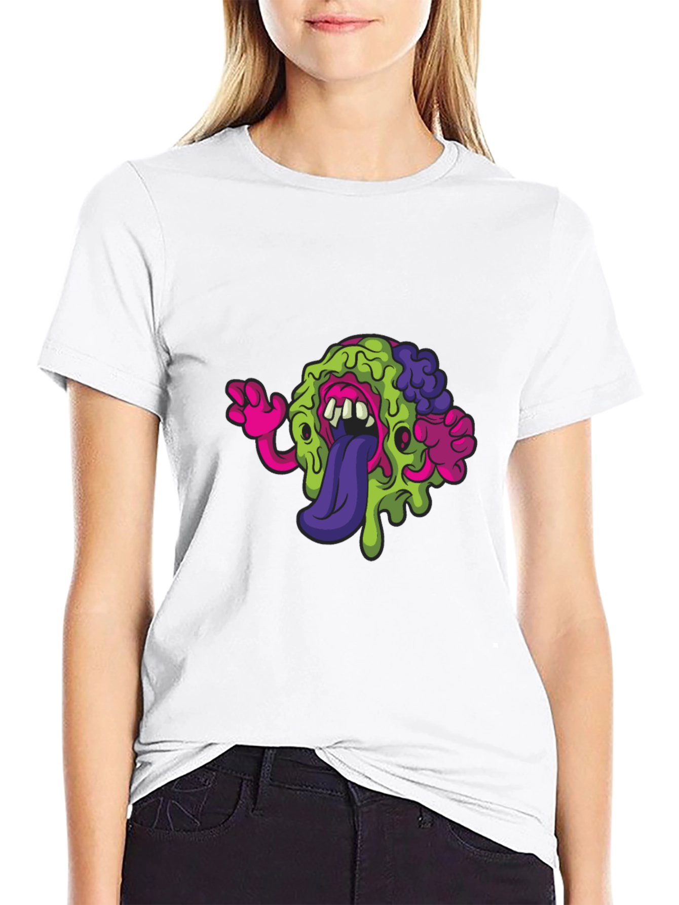 Black Monster Brain Graphic Tee - Quirky Black T-Shirt view 9
