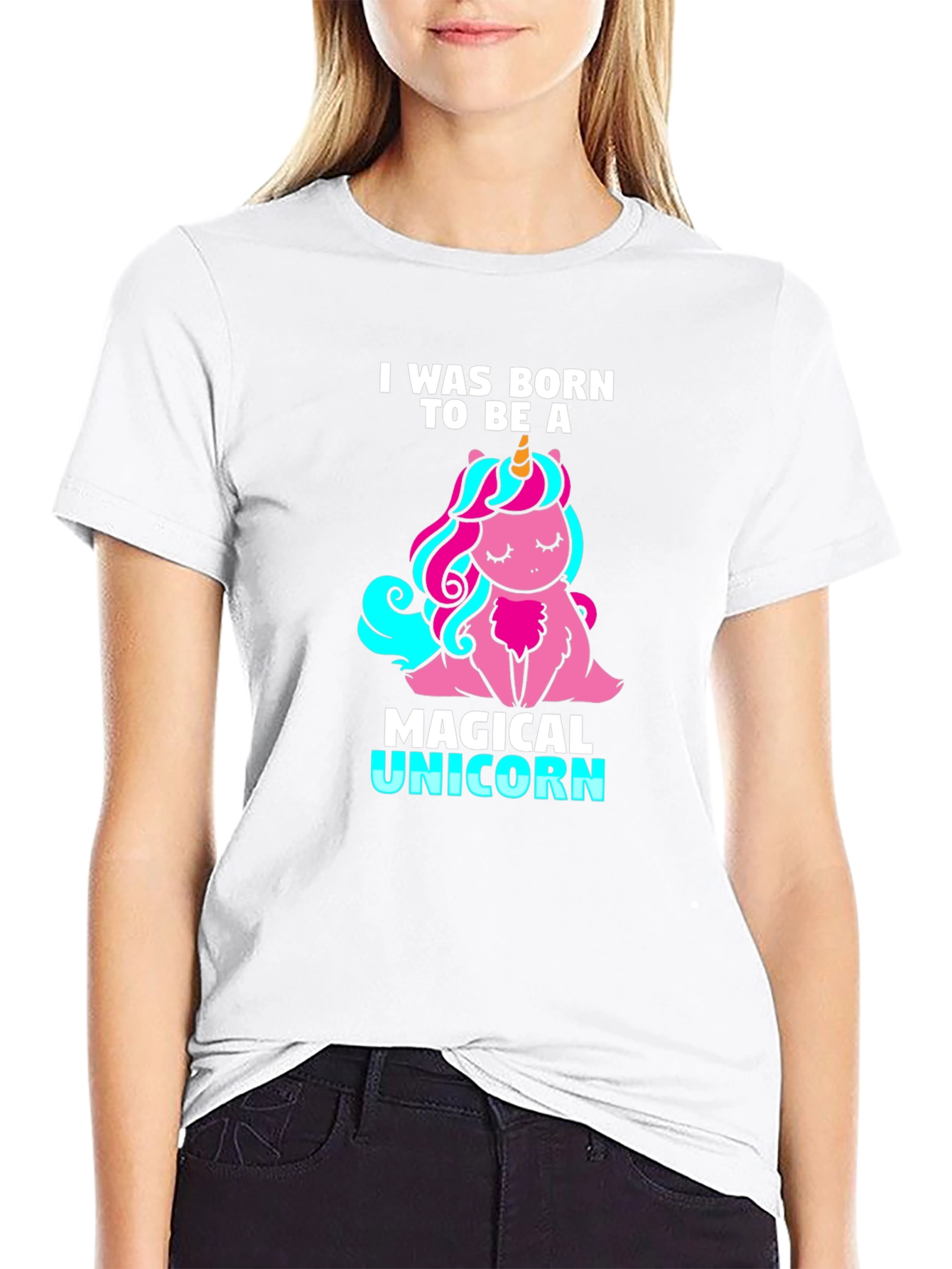 Black Magical Unicorn Graphic Tee - Born To Be A Unicorn T-Shirt view 9