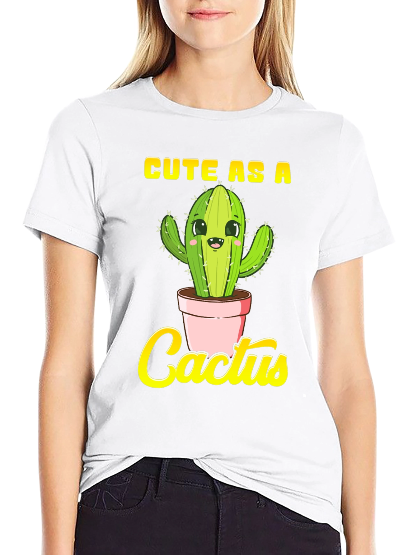 Black Cute as a Cactus Graphic Tee - Unisex Black Shirt view 9