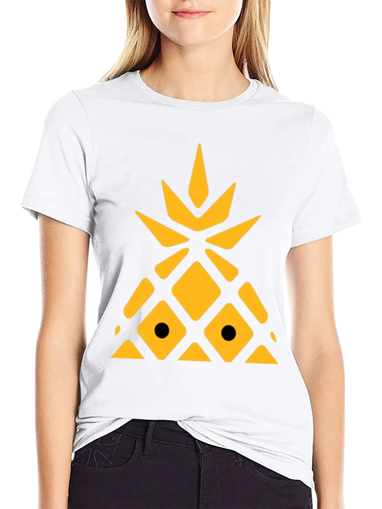 Black Geometric Pineapple Graphic Tee view 9
