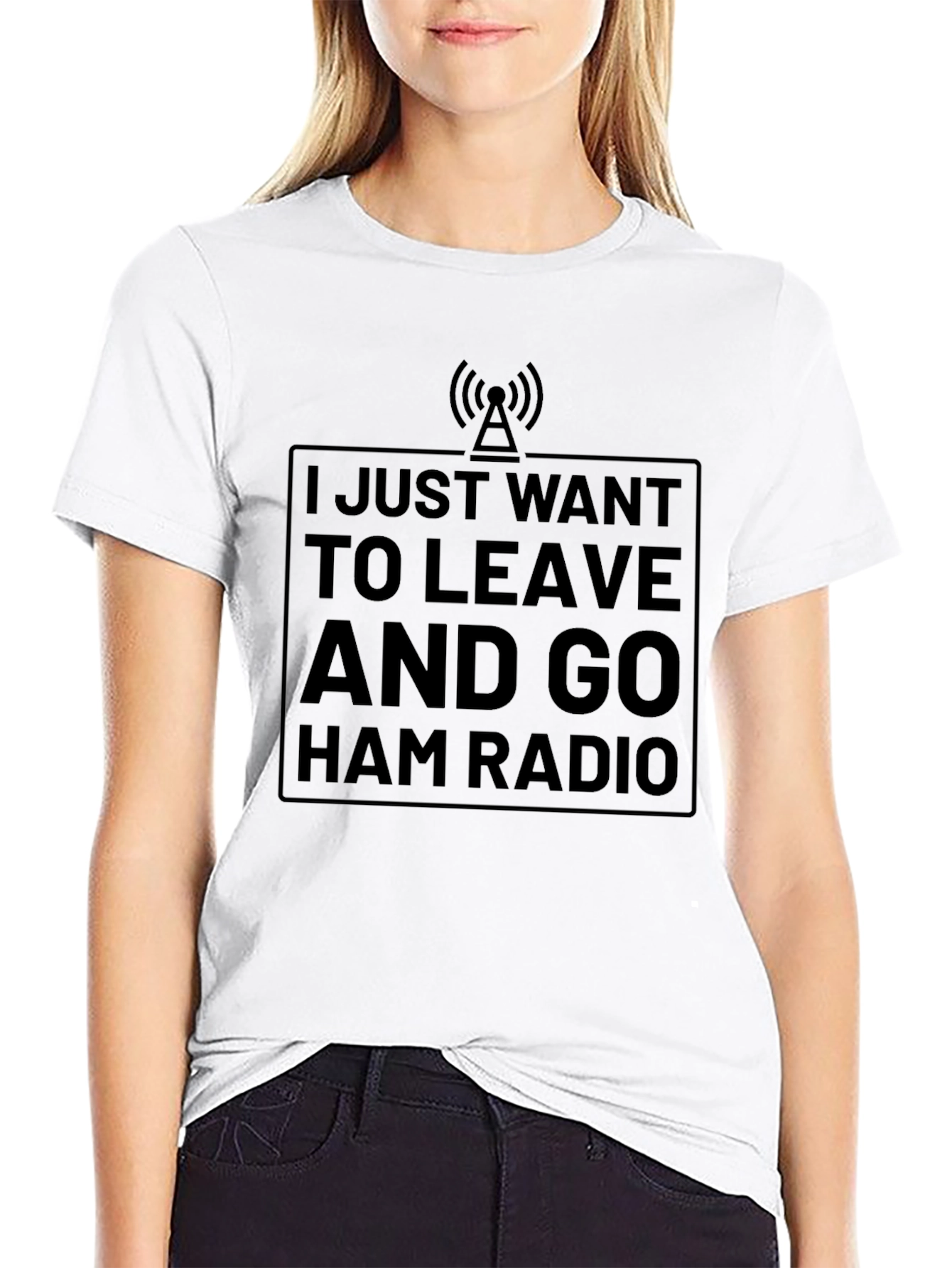 Black Ham Radio T-Shirt - I Just Want To Leave view 9