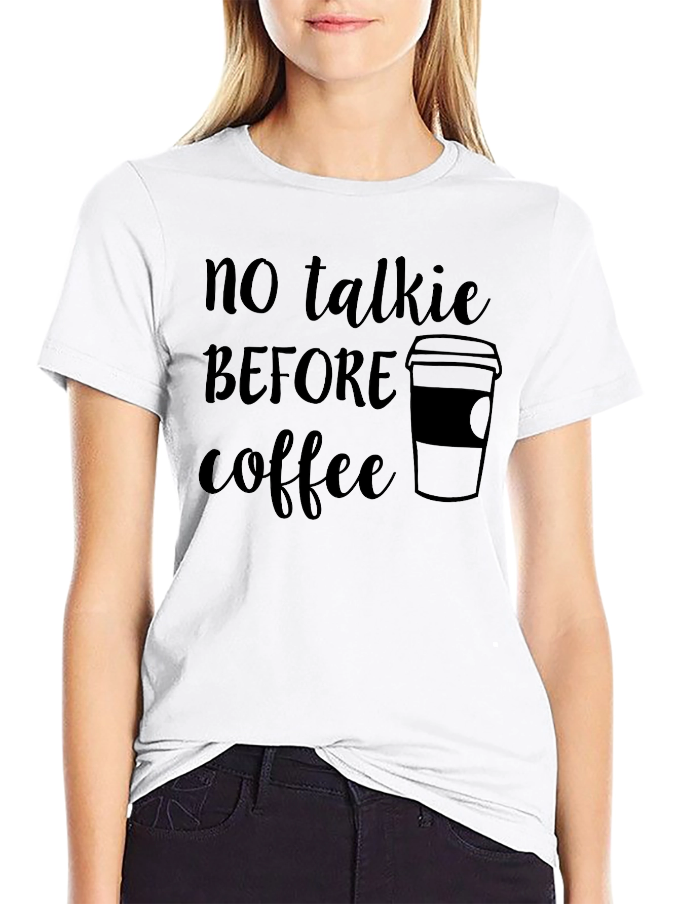 Black No Talkie Before Coffee T-Shirt - Black view 9