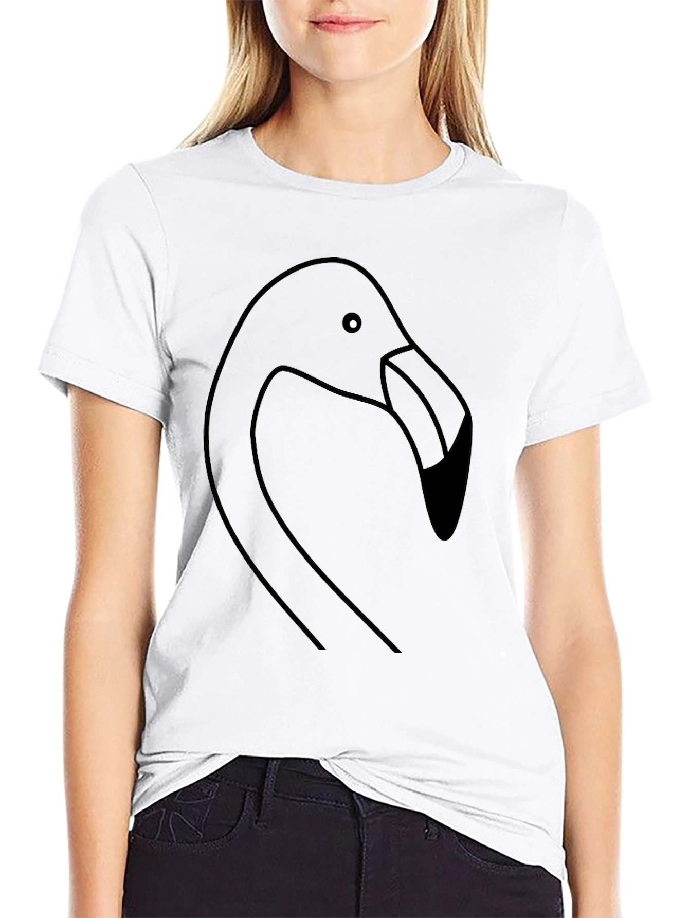 Black Minimalist Flamingo T-Shirt - Black view 9