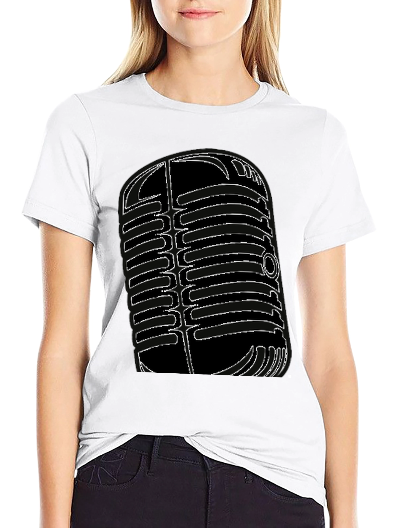 Black Vintage Microphone Graphic Tee - Classic Style view 9