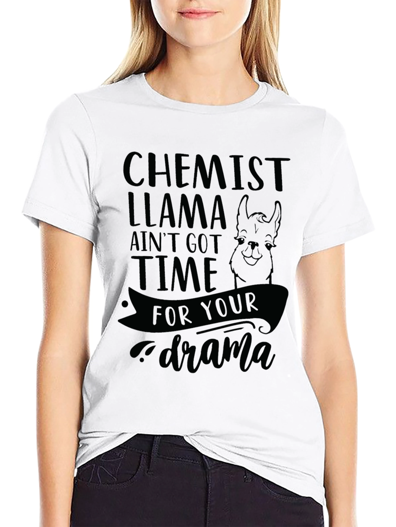 Black Chemist Llama Drama T-Shirt - Novelty Graphic Tee view 9