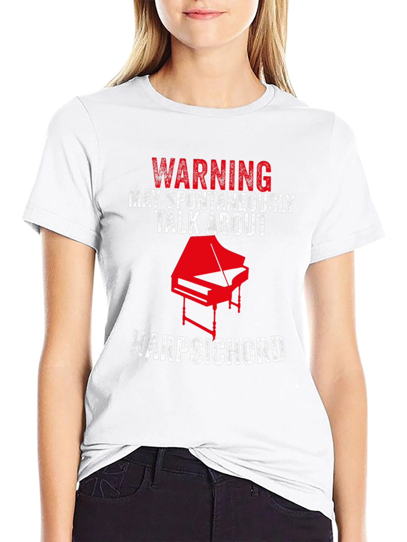 Black Warning Harpsichord Talk T-Shirt view 9