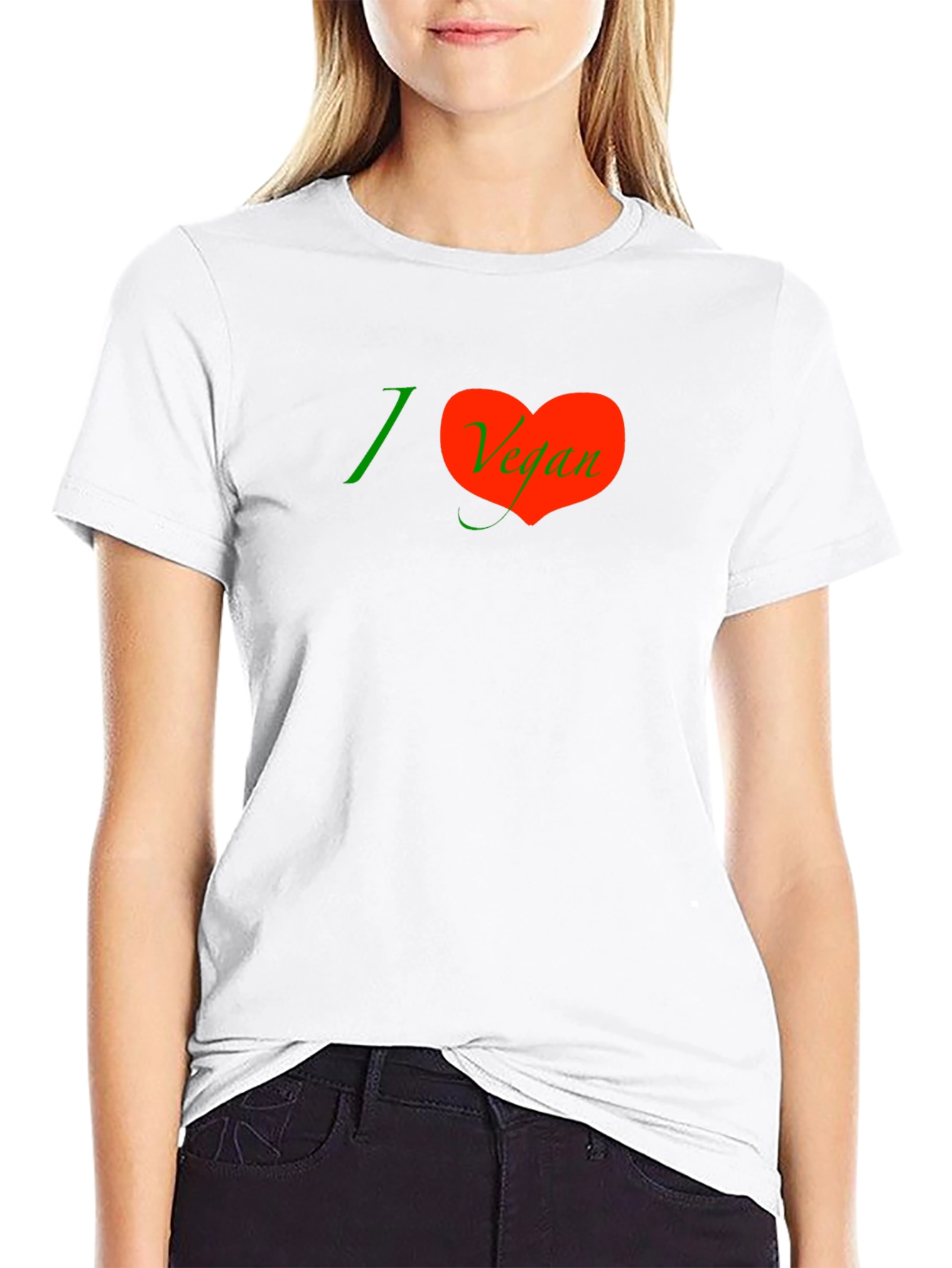 Black I Heart Vegan Graphic Tee - Black Short Sleeve T-Shirt view 9