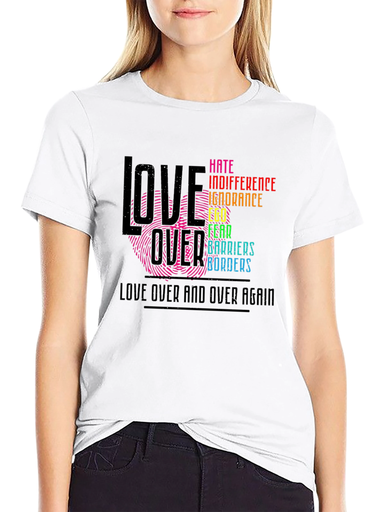 Black Love Over Hate Graphic T-Shirt view 9