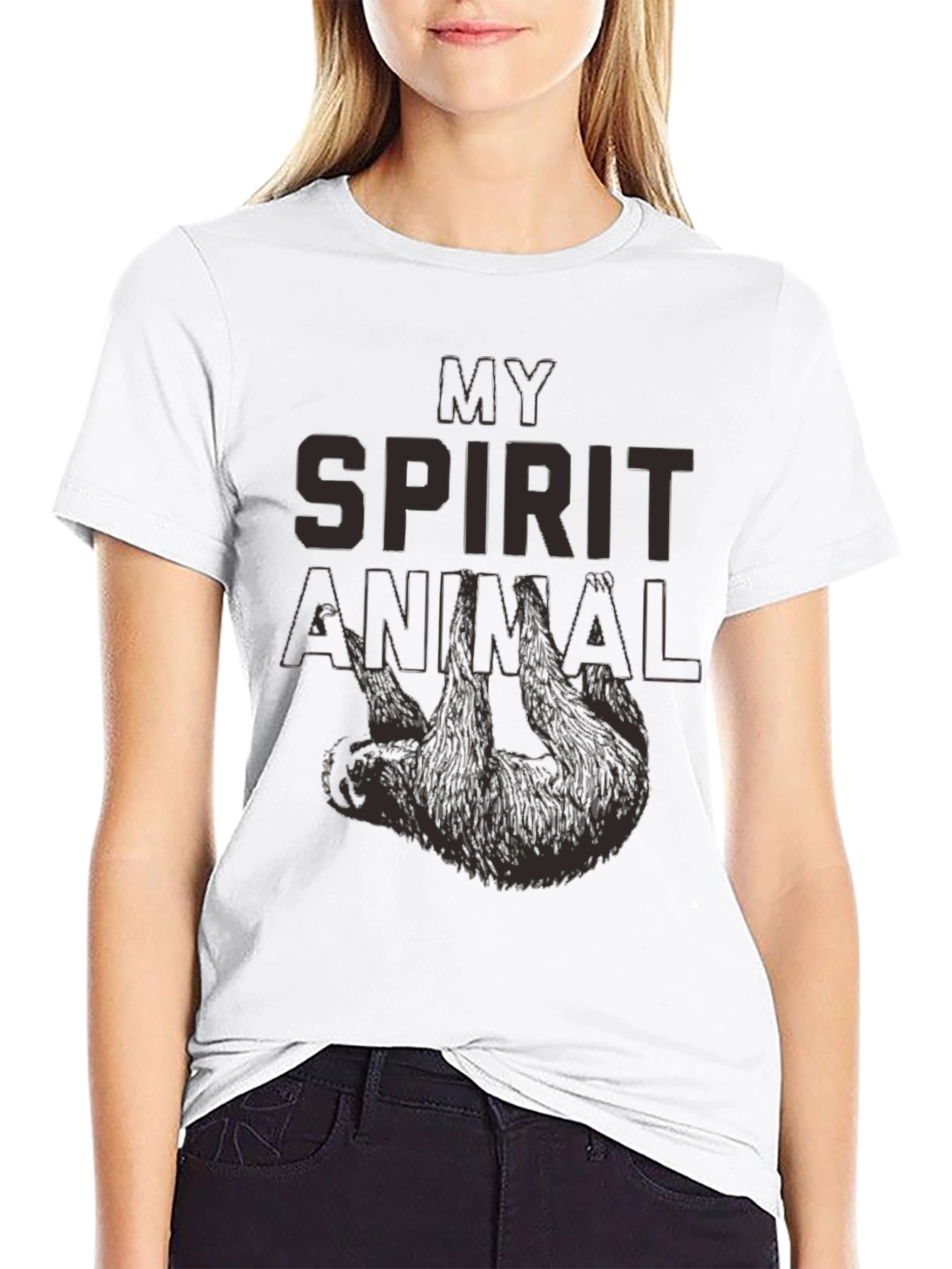 Black My Spirit Animal Sloth Graphic T-Shirt - Relaxed Fit view 9
