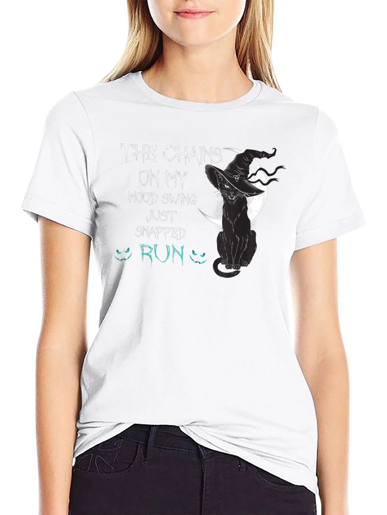Black Chains on My Mood Swing Black Cat T-Shirt view 9