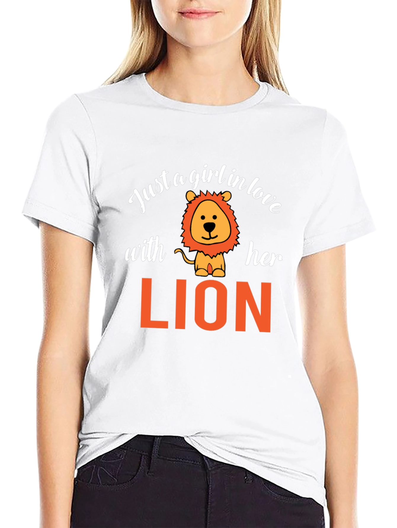 Black Just A Girl In Love With Her Lion Graphic T-Shirt view 9