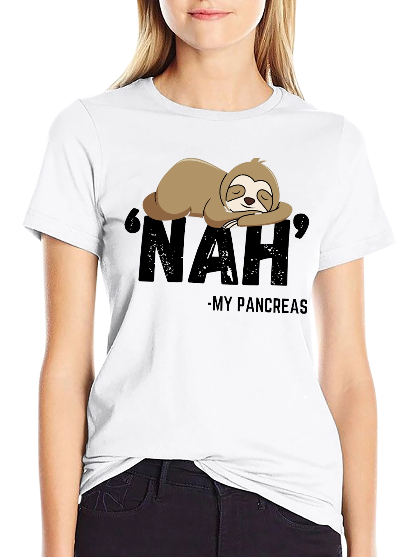 Black Nah, My Pancreas Sloth T-Shirt view 9