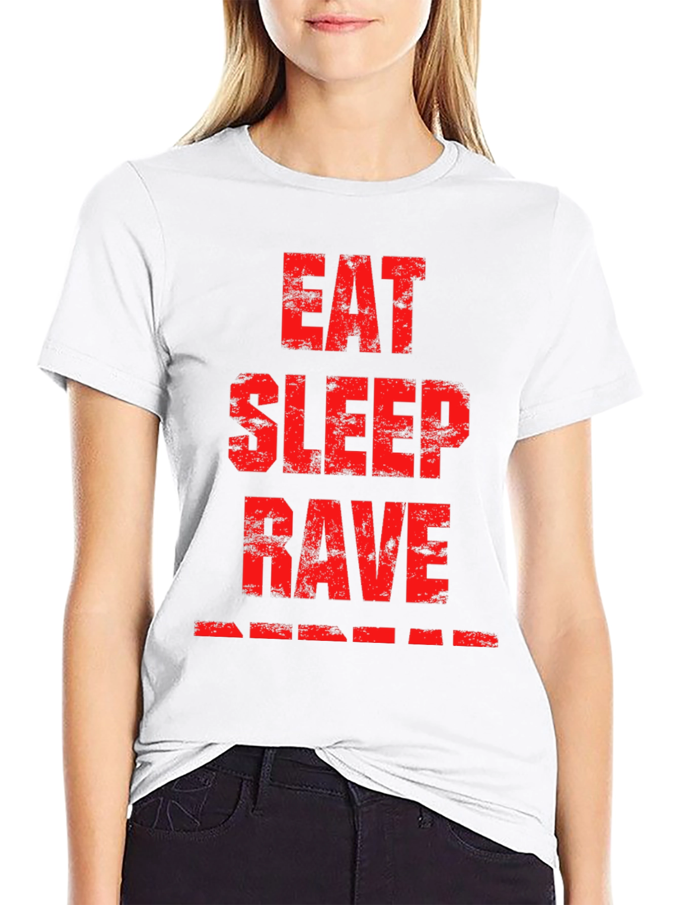Black Eat Sleep Rave Black Graphic T-Shirt view 9