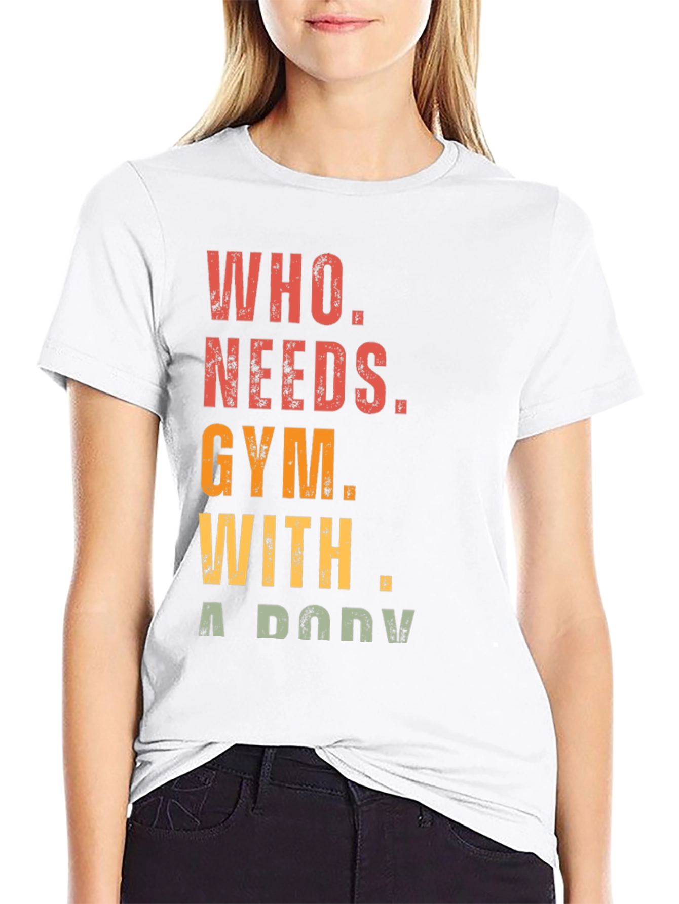 Black Who Needs Gym With A Body Graphic Tee view 9