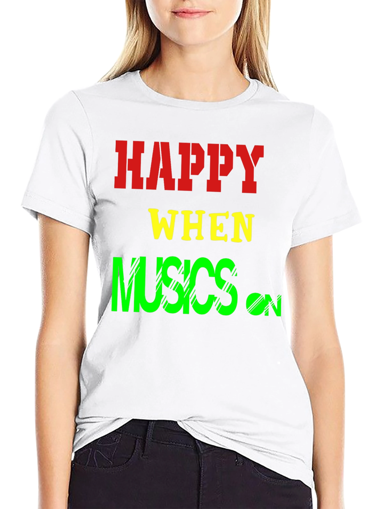 Black Happy When Musics On T-Shirt view 9