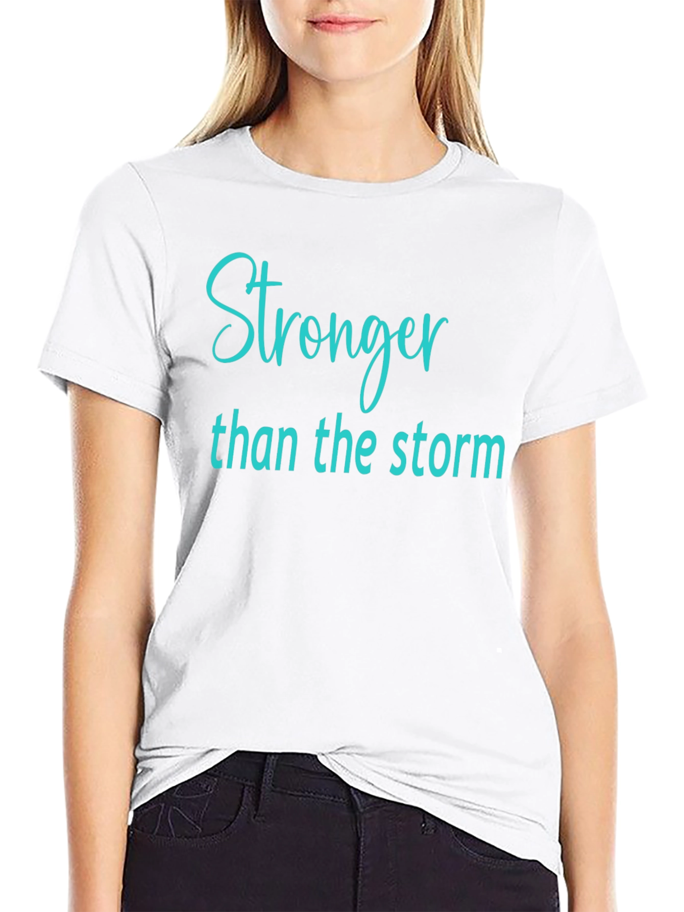 Black Stronger Than The Storm Black T-Shirt view 9