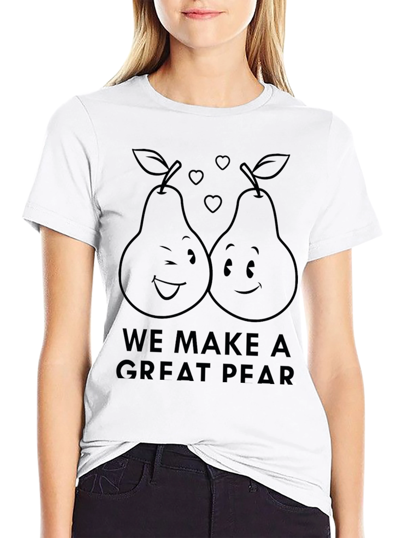 Black Great Pear Pun T-Shirt - Cute Couple Tee view 9