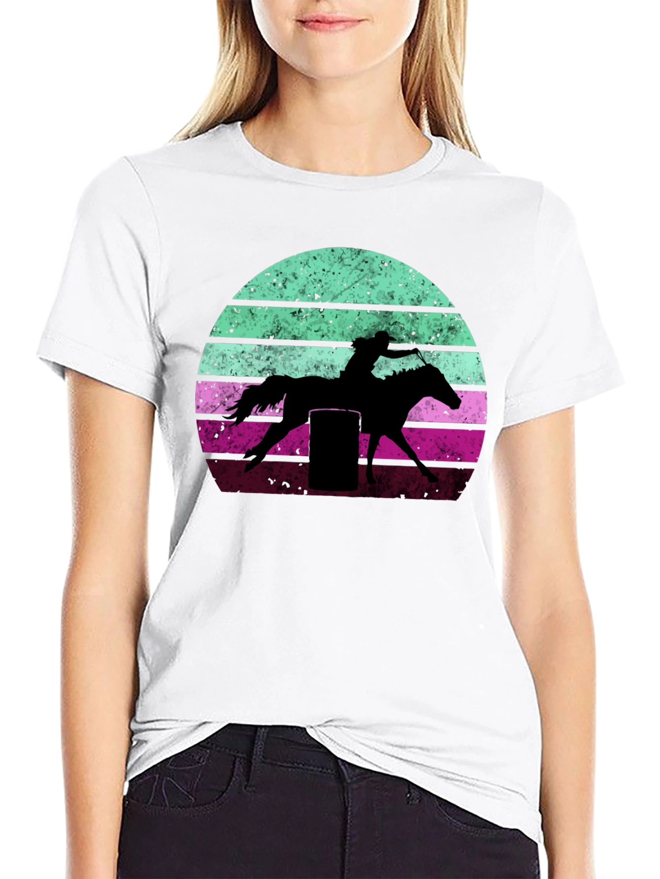 Black Retro Barrel Racing Graphic Tee view 9