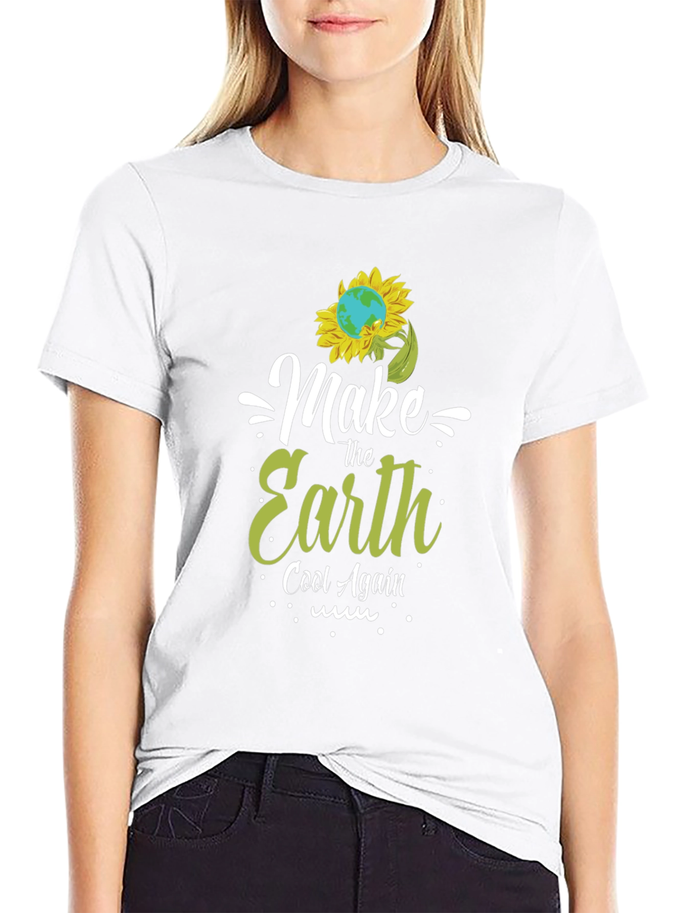 Black Eco-Friendly "Make Earth Cool" Graphic Tee view 9