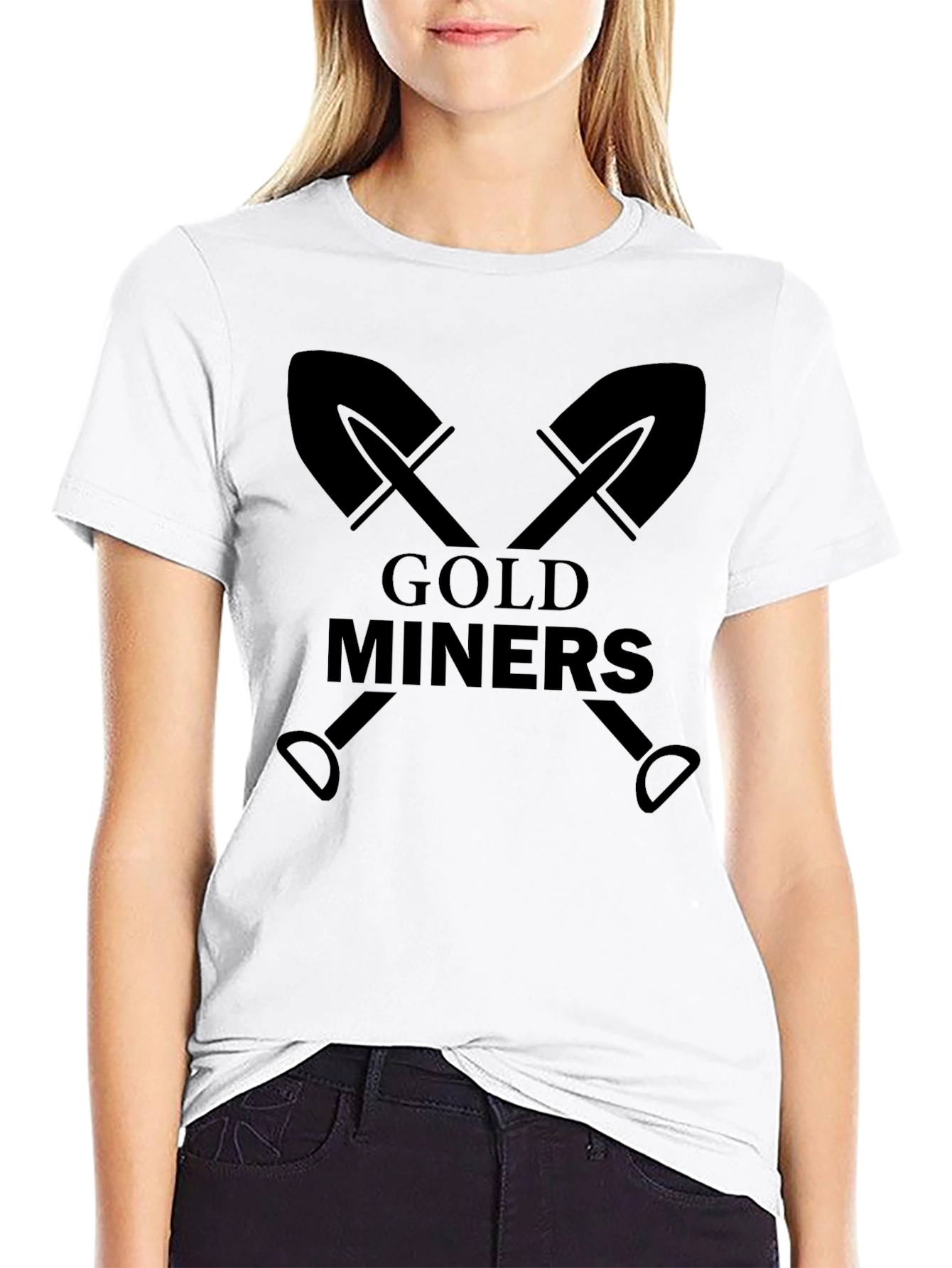 Black Gold Miners Crossed Shovels Graphic T-Shirt view 9