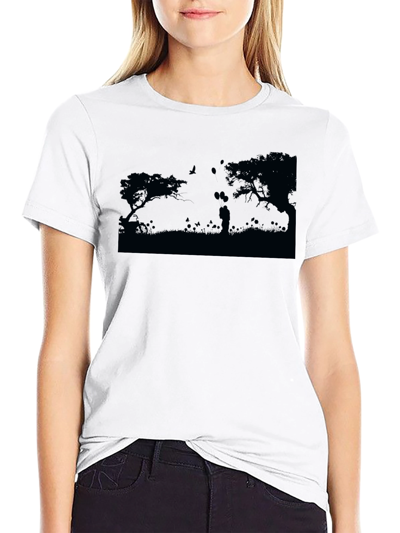 Black Romantic Silhouette Graphic Tee - Unisex Soft Cotton view 9