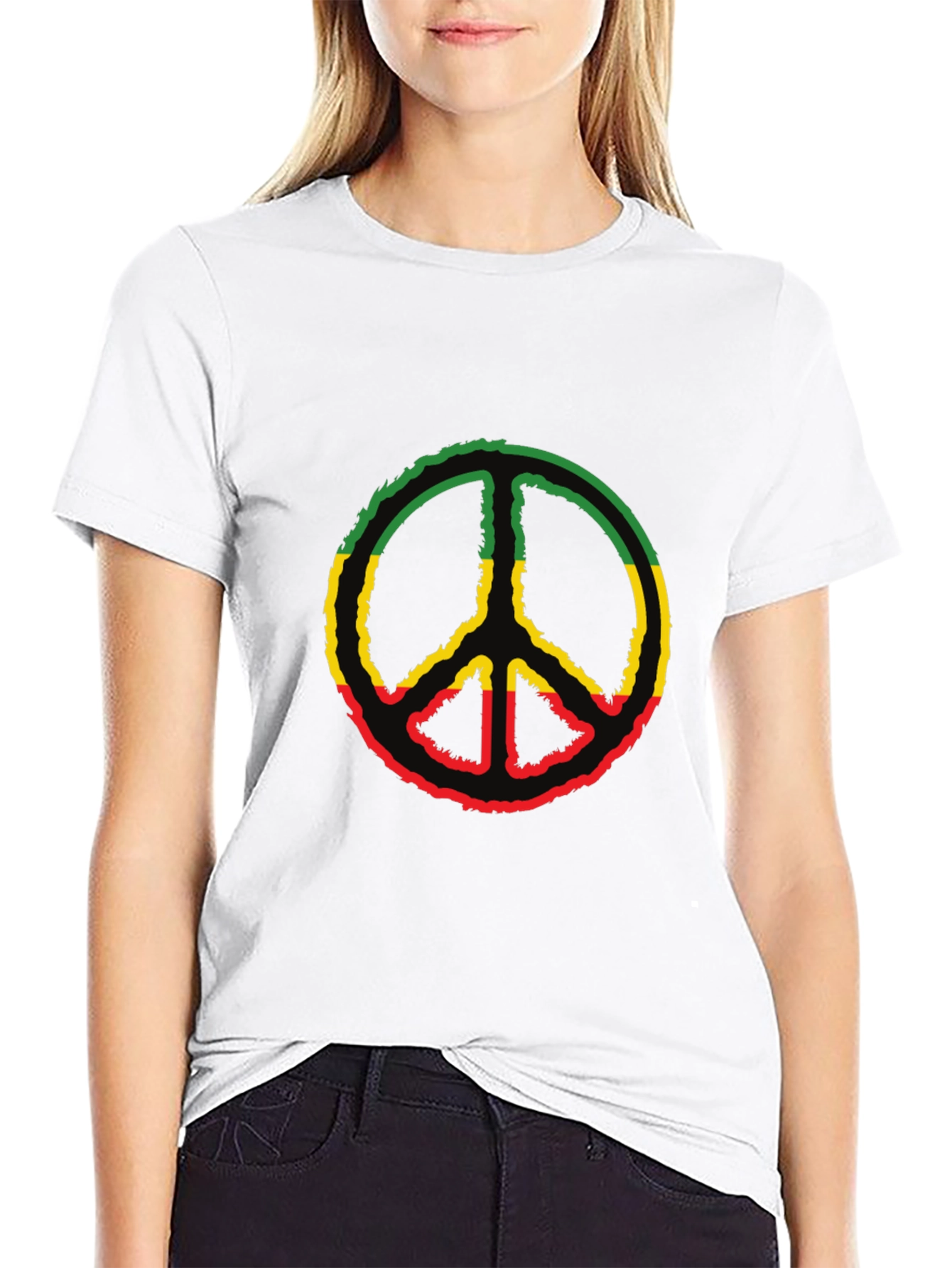 Black Peace Sign Rasta T-Shirt view 9