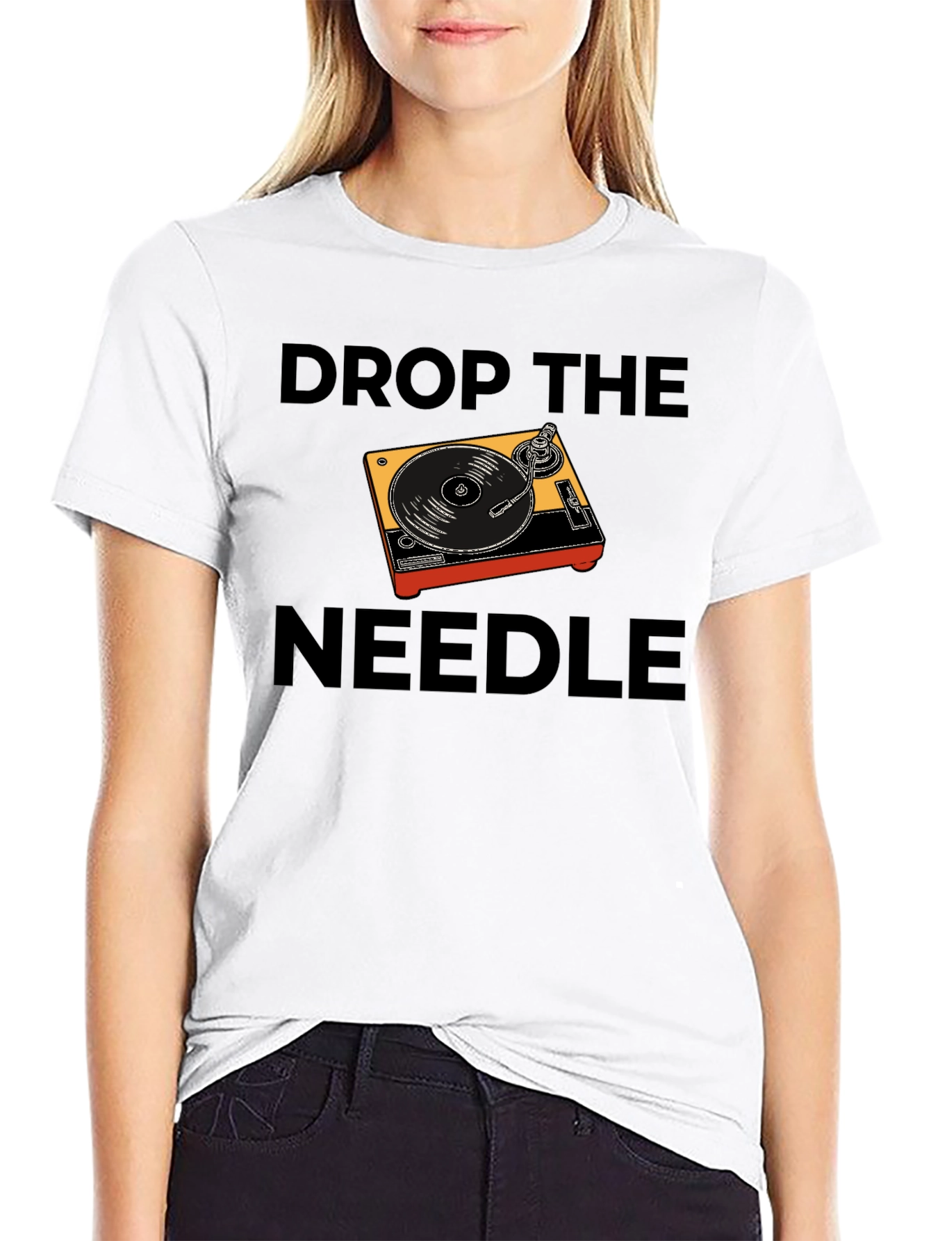 Black Drop the Needle Turntable Graphic T-Shirt view 9