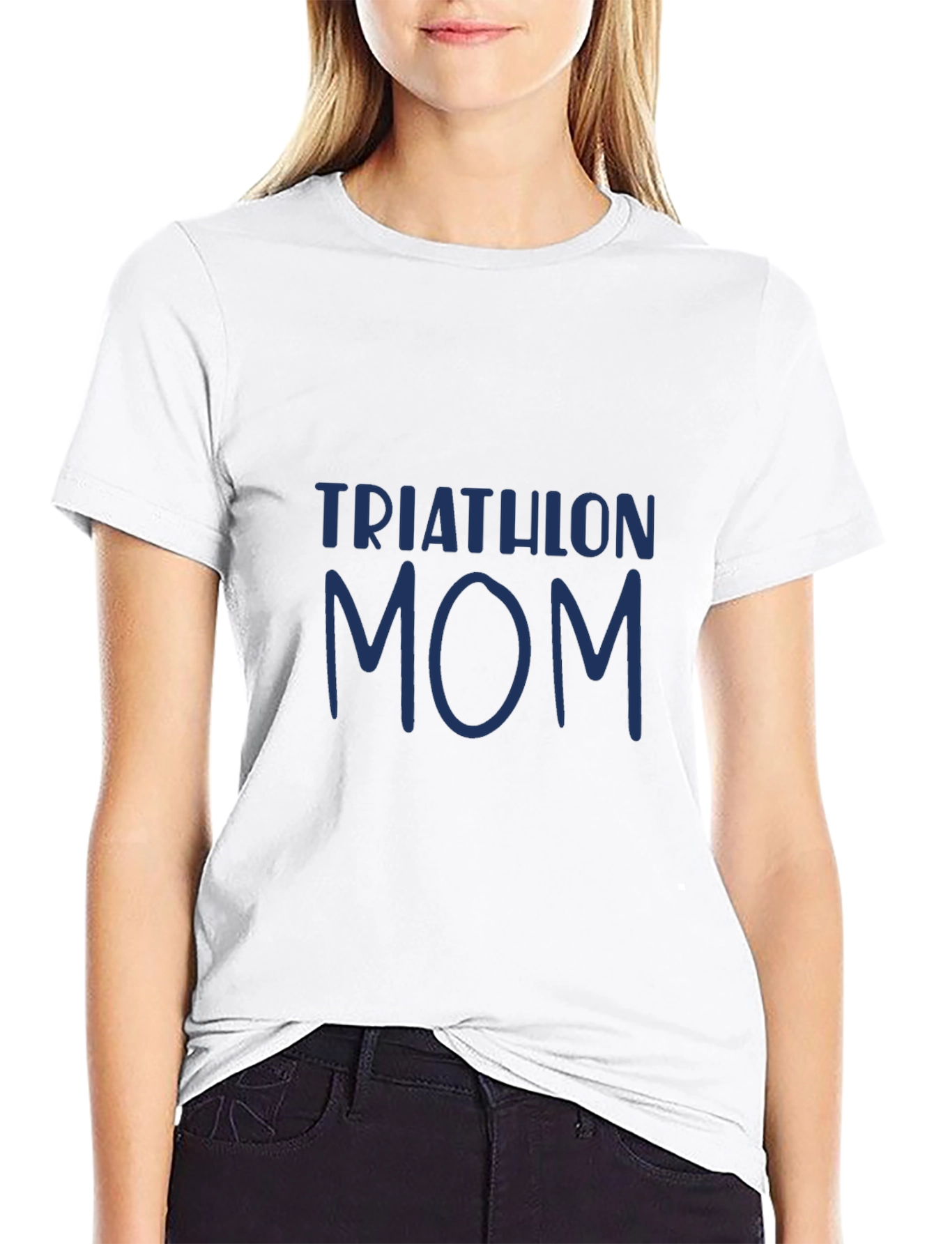 Black Triathlon Mom T-Shirt - Black Cotton Tee view 9