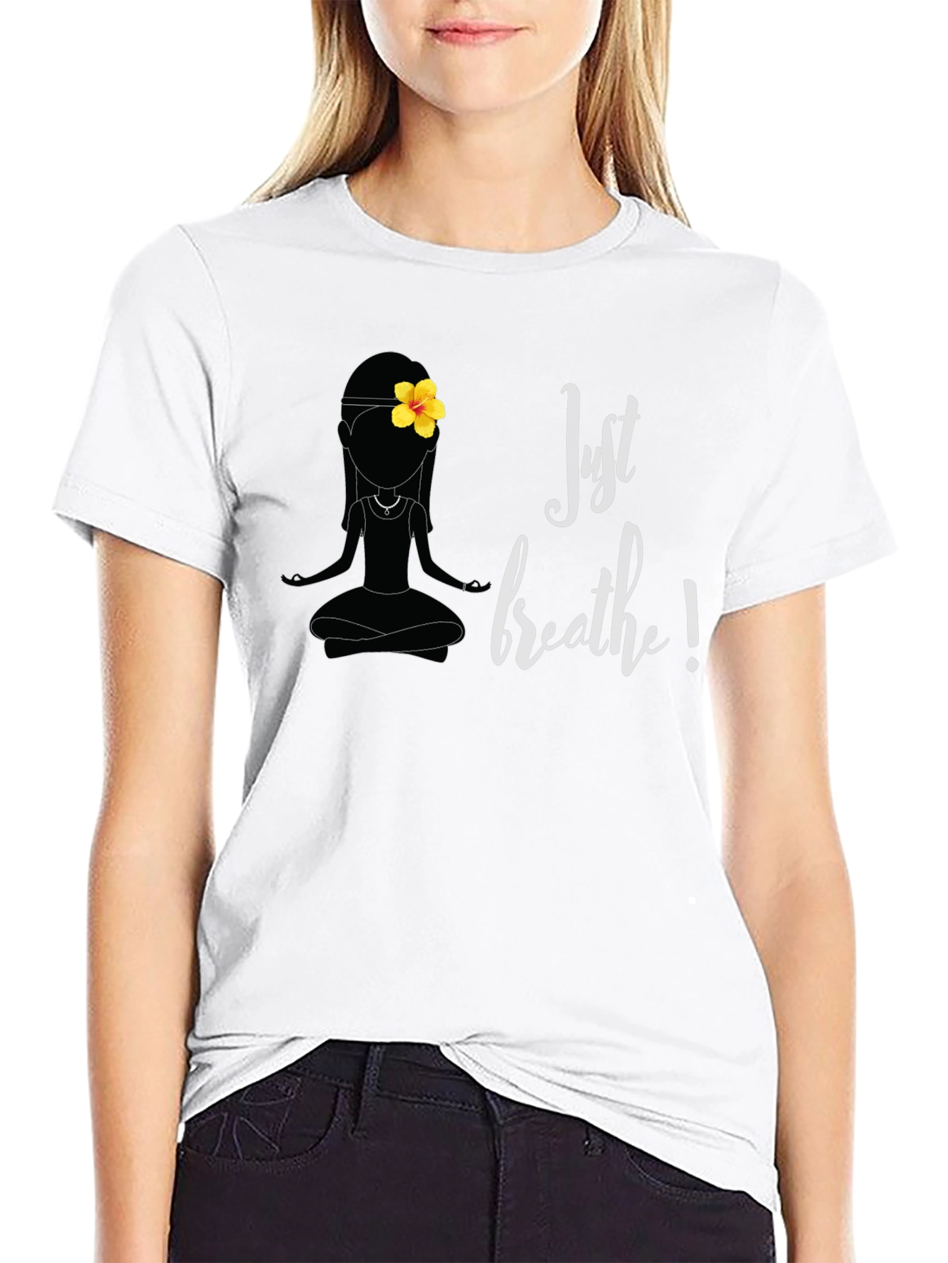 Black Just Breathe Yoga T-Shirt - Relaxed Fit view 9