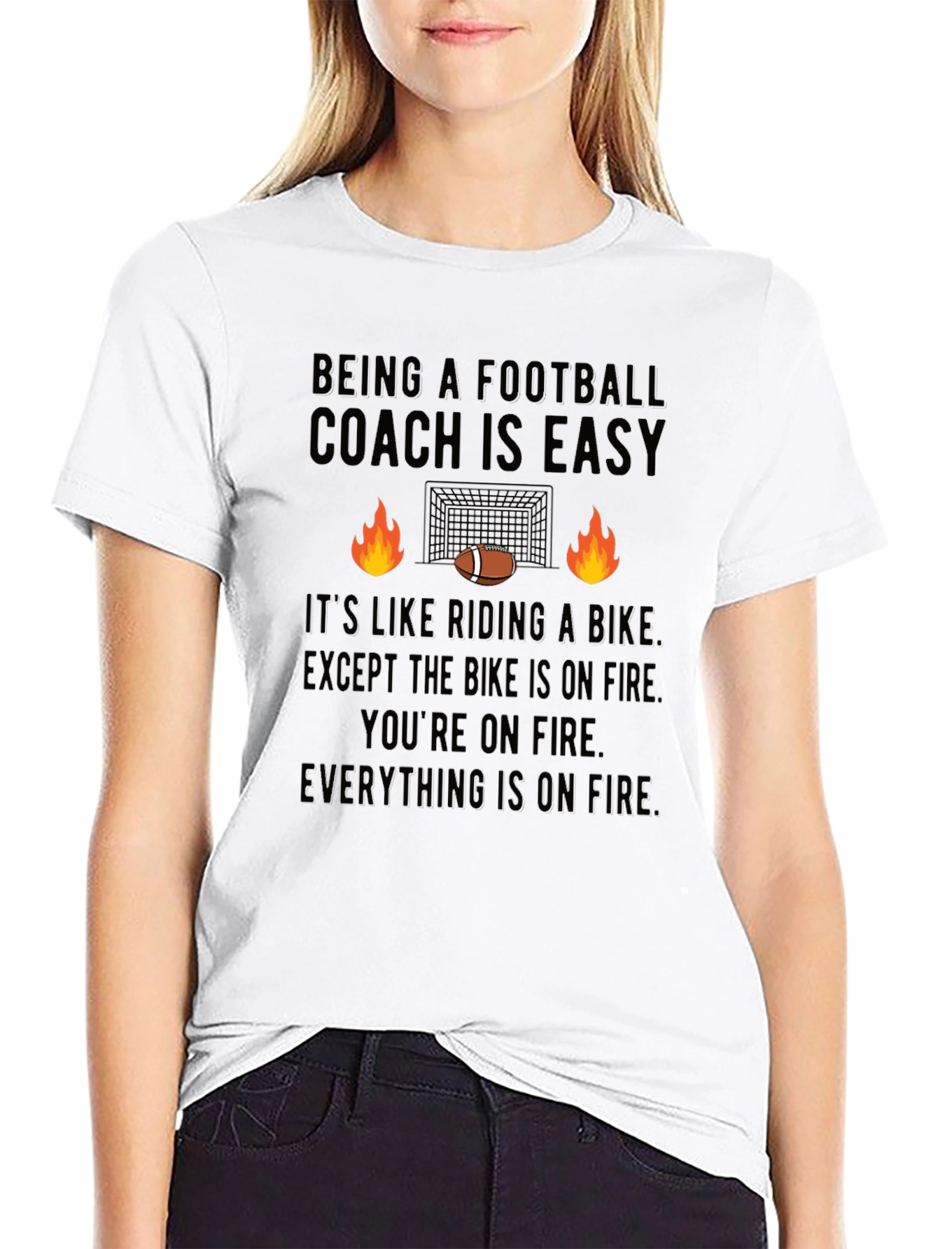 Black Funny Football Coach On Fire T-Shirt view 9