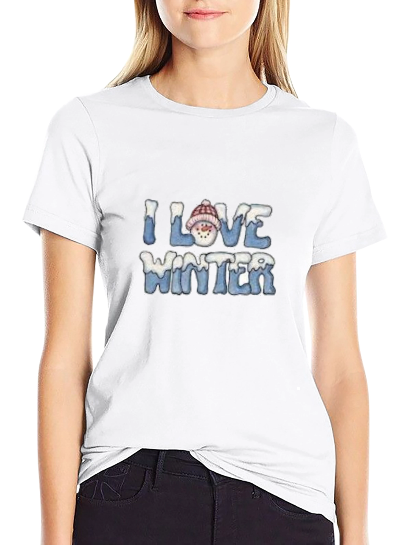 Black I Love Winter Graphic Tee - Black view 9