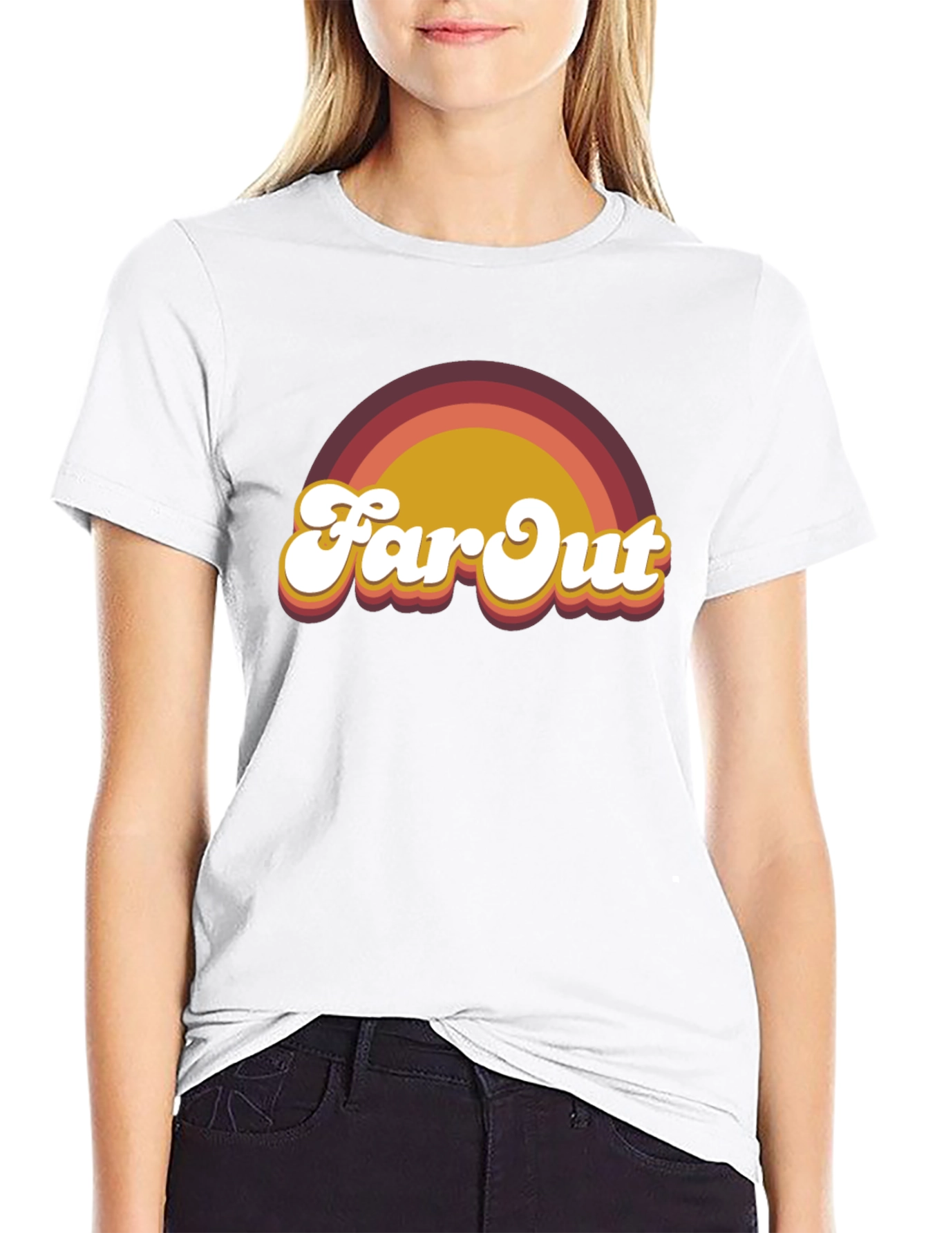 Black Retro "Far Out" Graphic T-Shirt view 9
