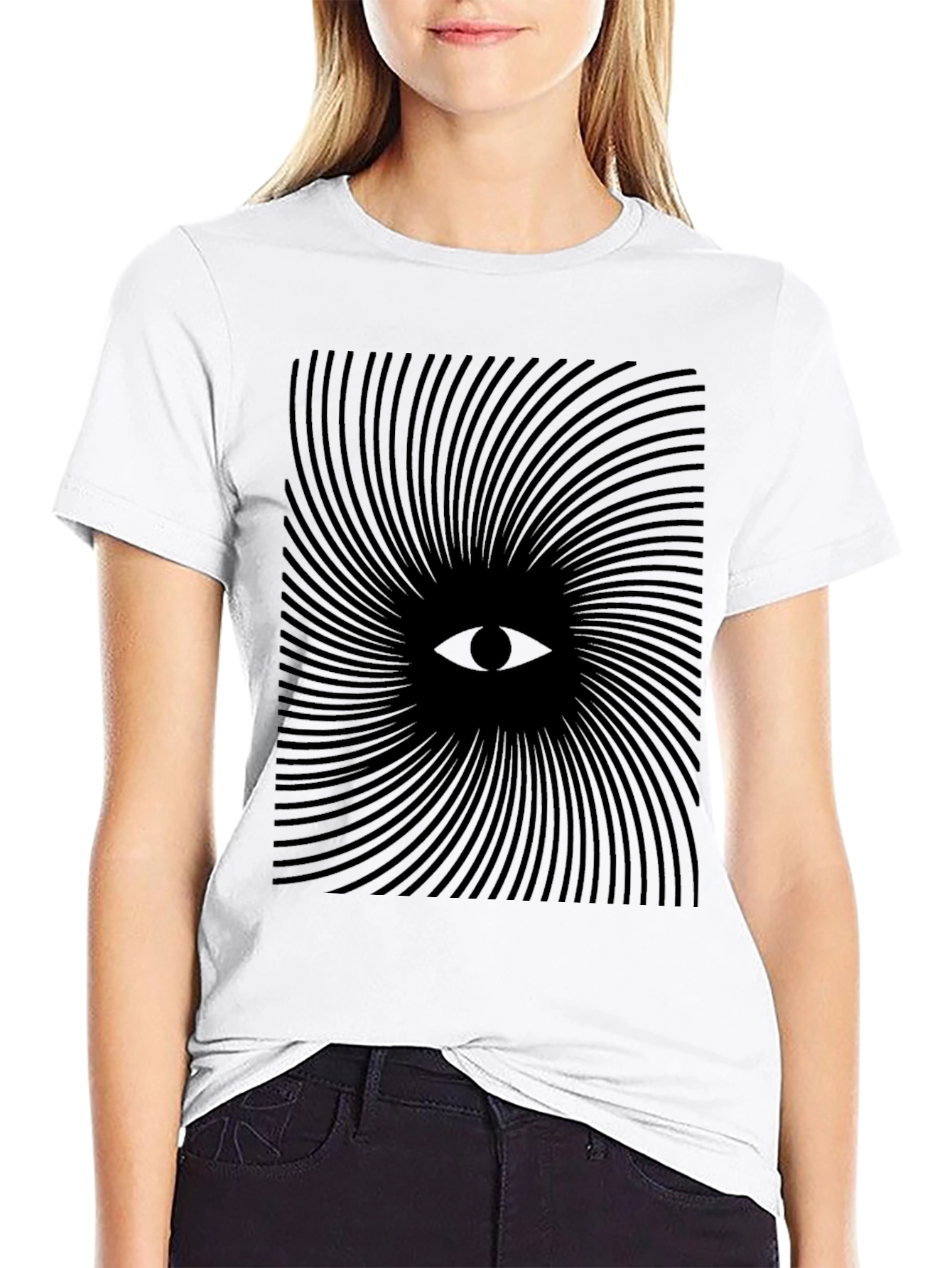 Black Hypnotic Eye Spiral Black T-Shirt view 9